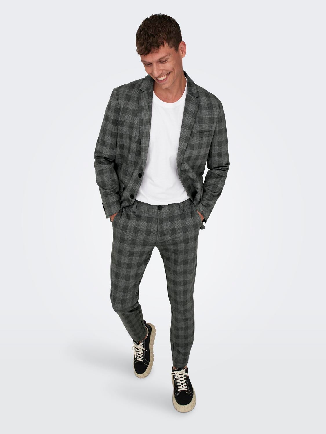 ONLY & SONS Verjüngter Slim Fit Mid Rise Anzughose -Black - 22026266