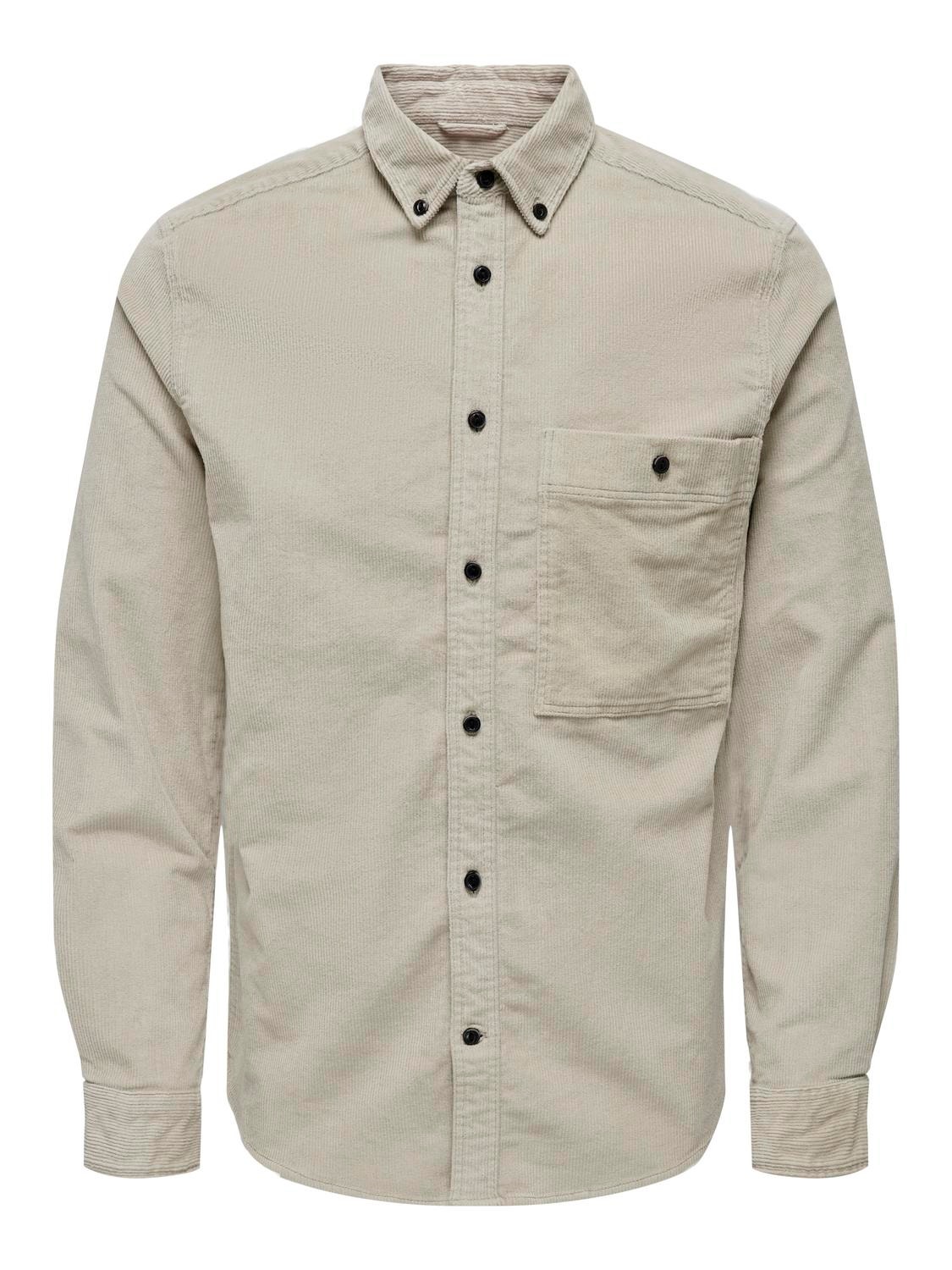 ONLY & SONS Regular Fit Button-down collar Shirt -Silver Lining - 22026296
