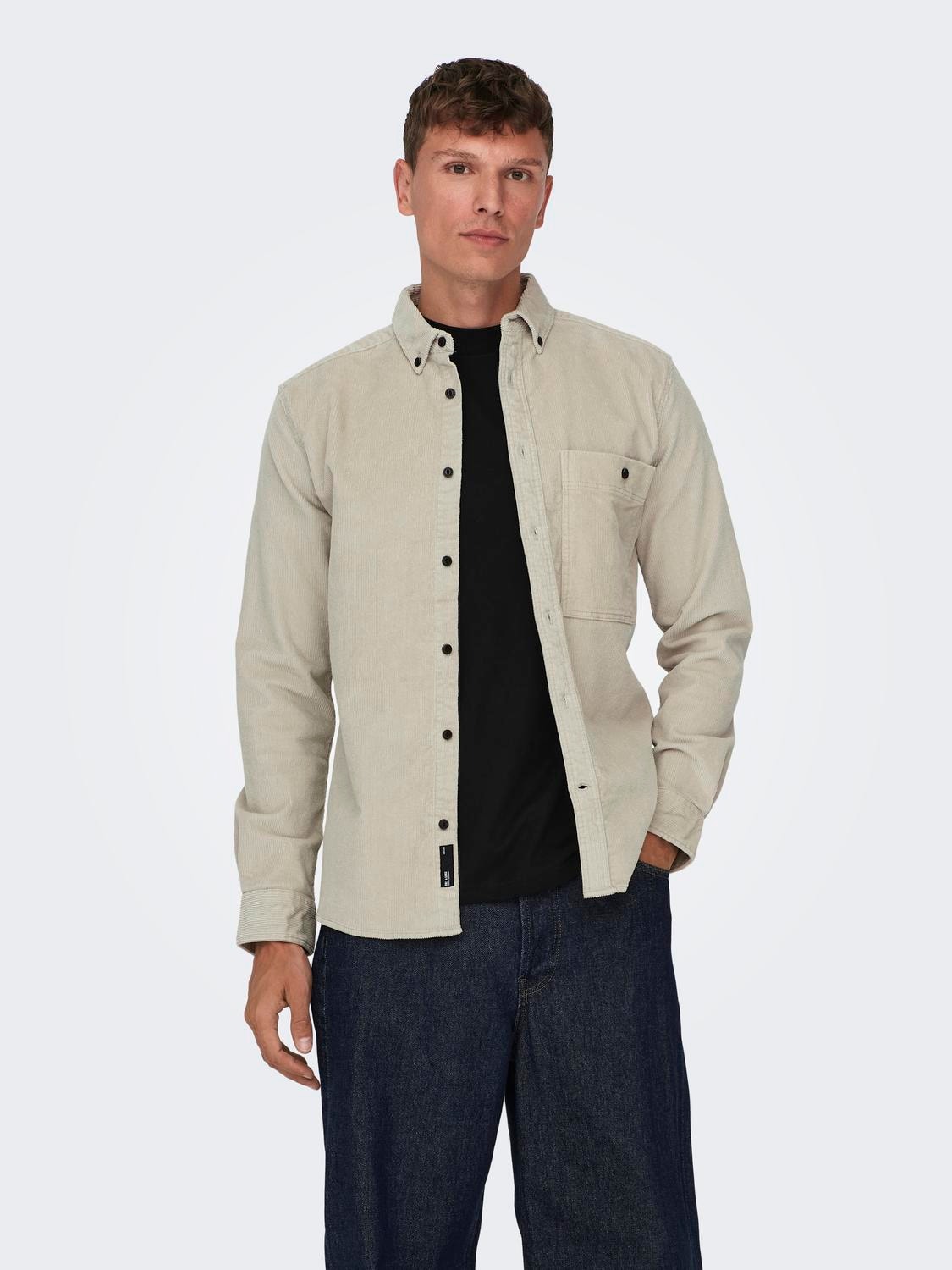 ONLY & SONS Regular fit Button down-kraag Overhemd -Silver Lining - 22026296