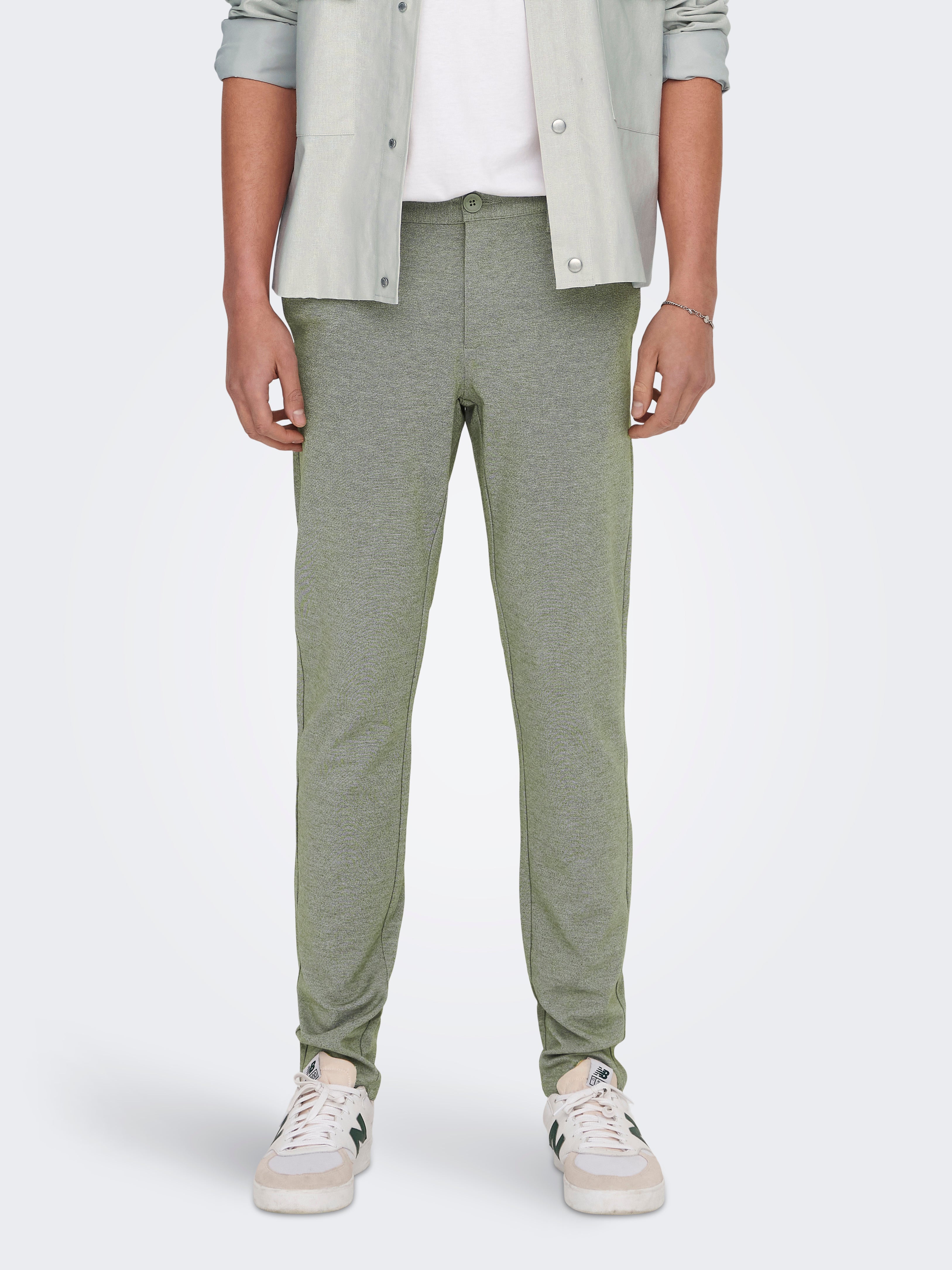 Verjüngter Slim Fit Mittlere Taille Hose | Dunkelgrün | ONLY & SONS®
