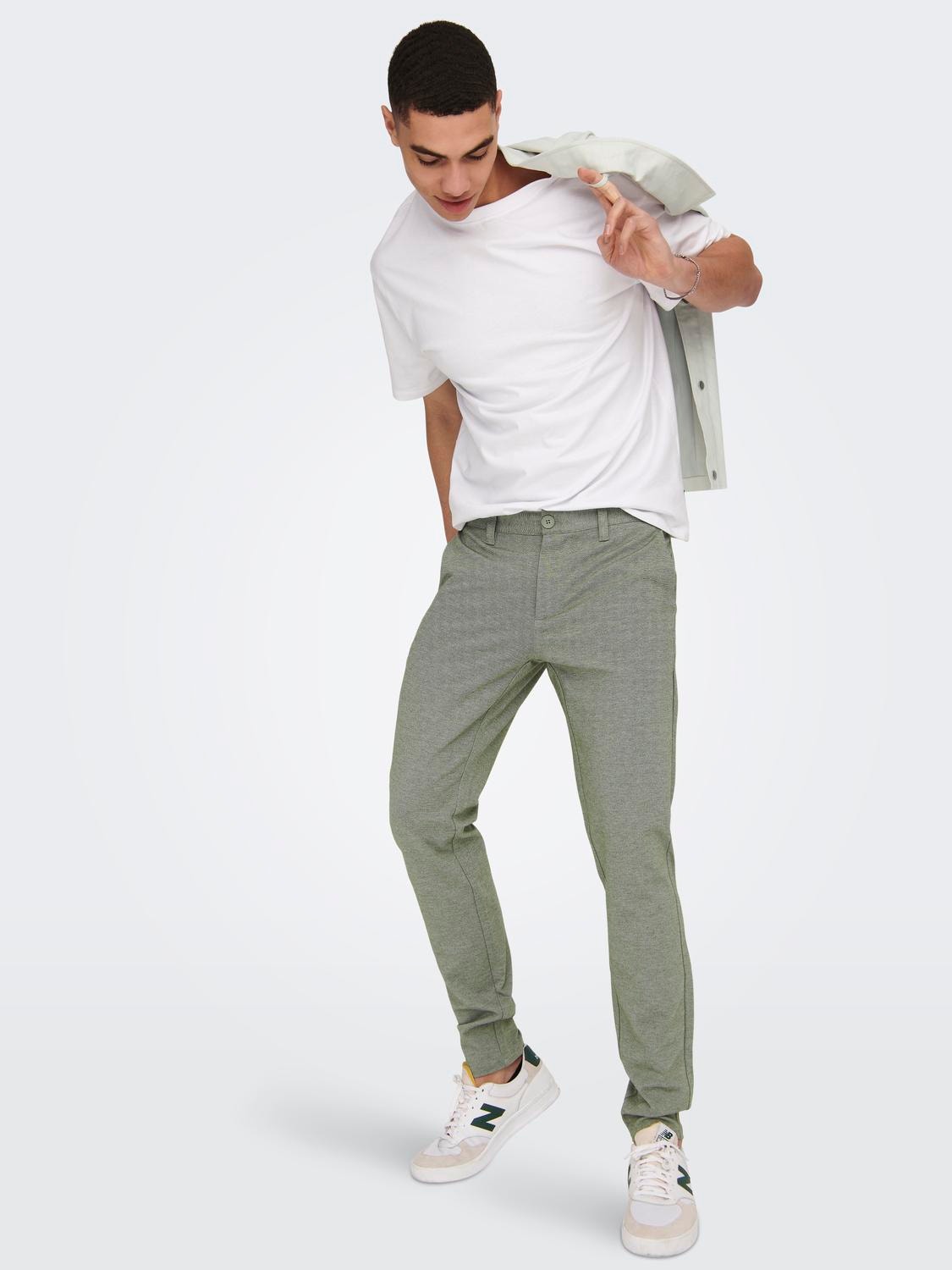 ONLY & SONS Pantalons Slim Tapered Fit Taille moyenne -Olive Night - 22026326
