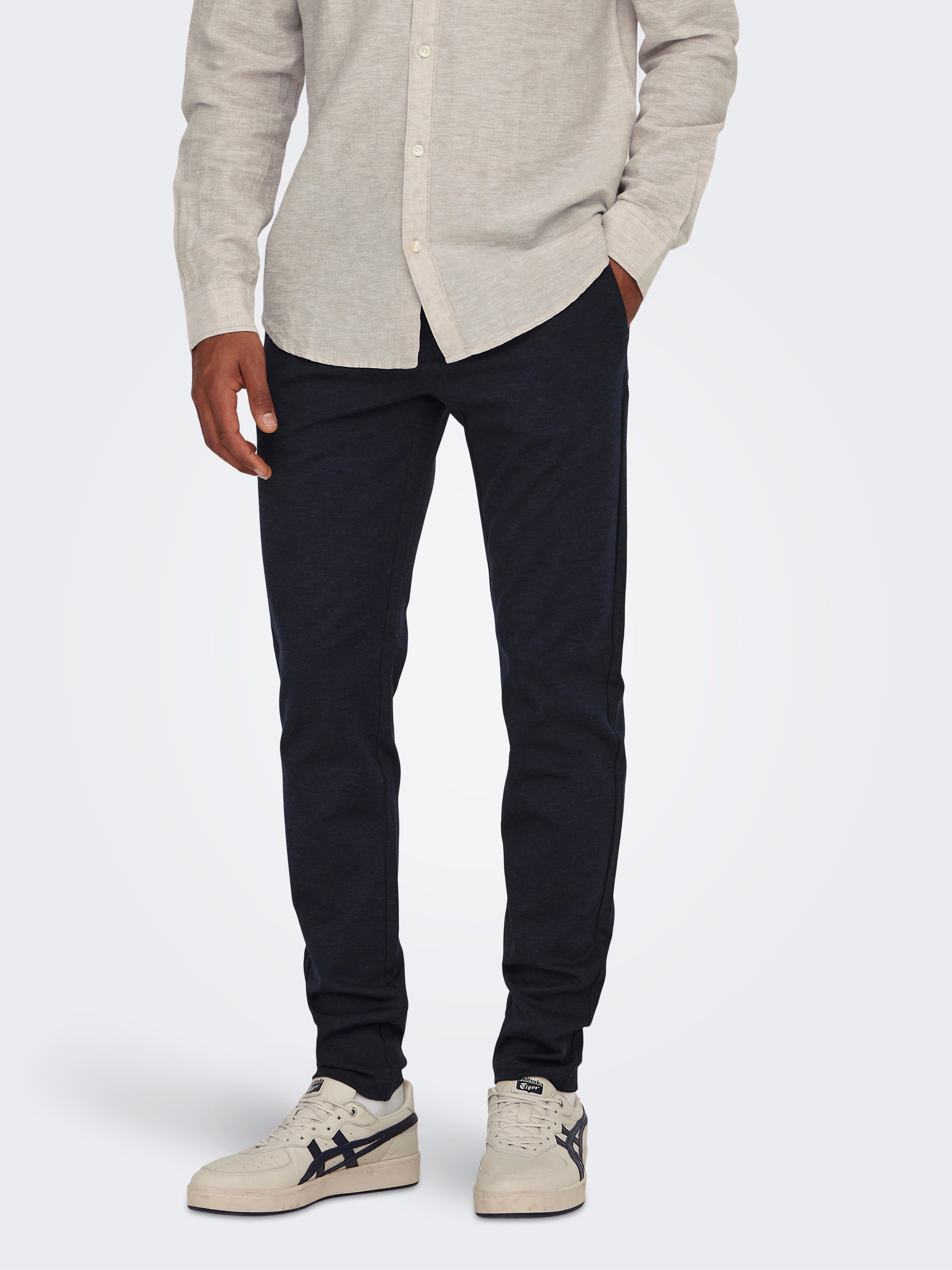 Verjüngter Slim Fit Mittlere Taille Hose | Dunkelblau | ONLY & SONS®