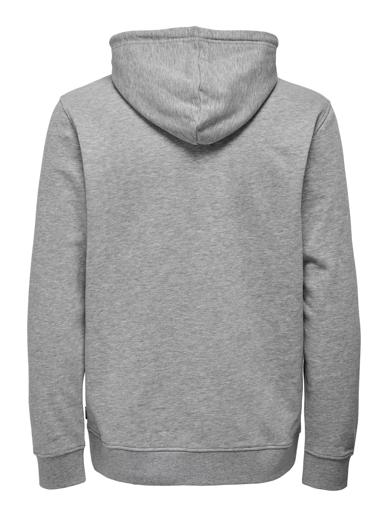 ONLY & SONS Regular Fit Hoodie Sweatshirt -Light Grey Melange - 22026331