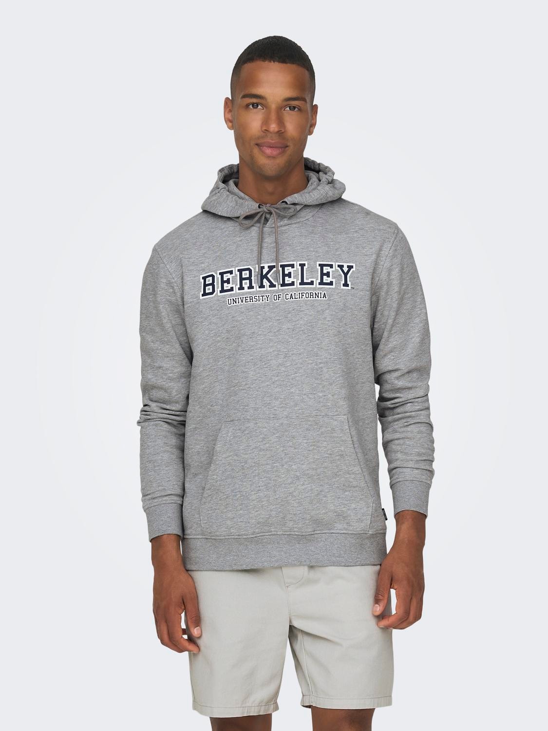 ONLY & SONS Hoodie with print -Light Grey Melange - 22026331