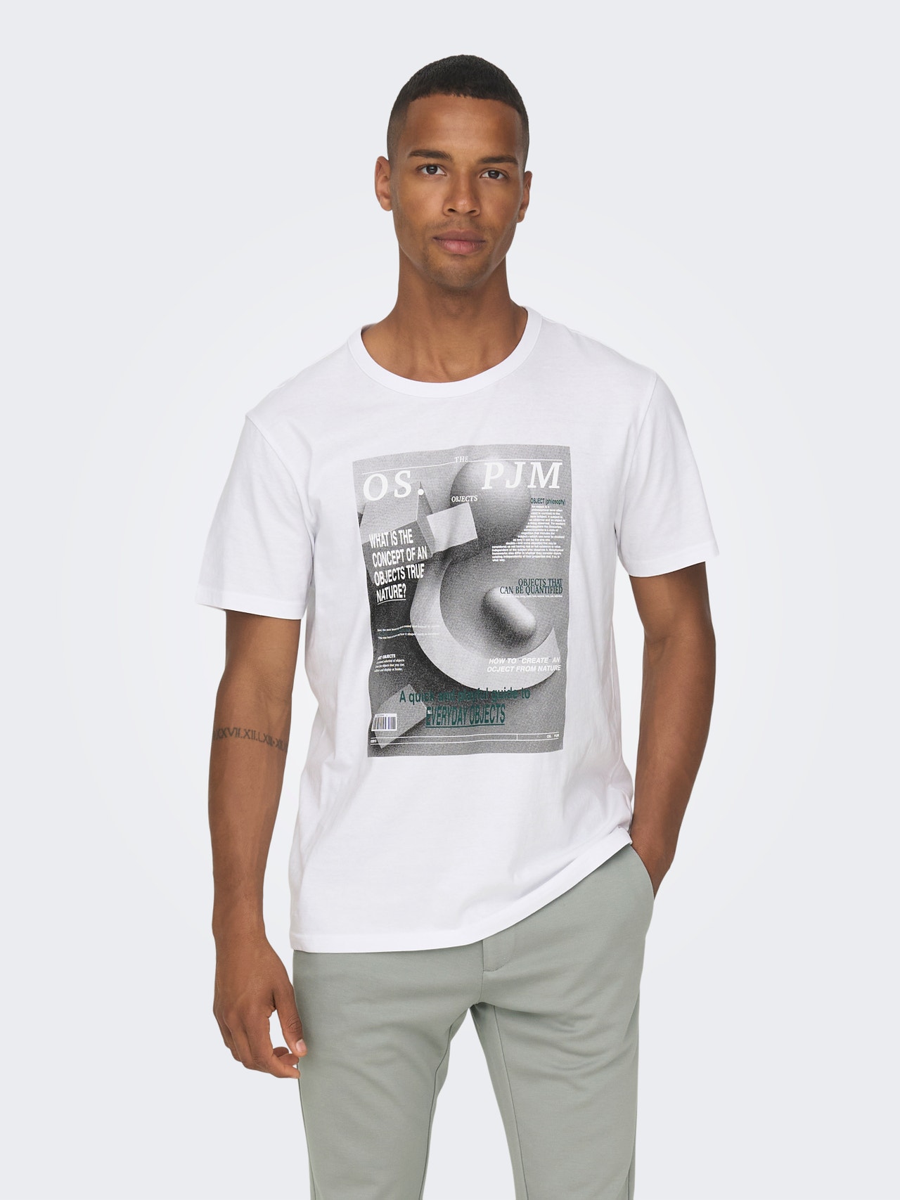ONLY & SONS Normal passform O-ringning T-shirt -Bright White - 22026378