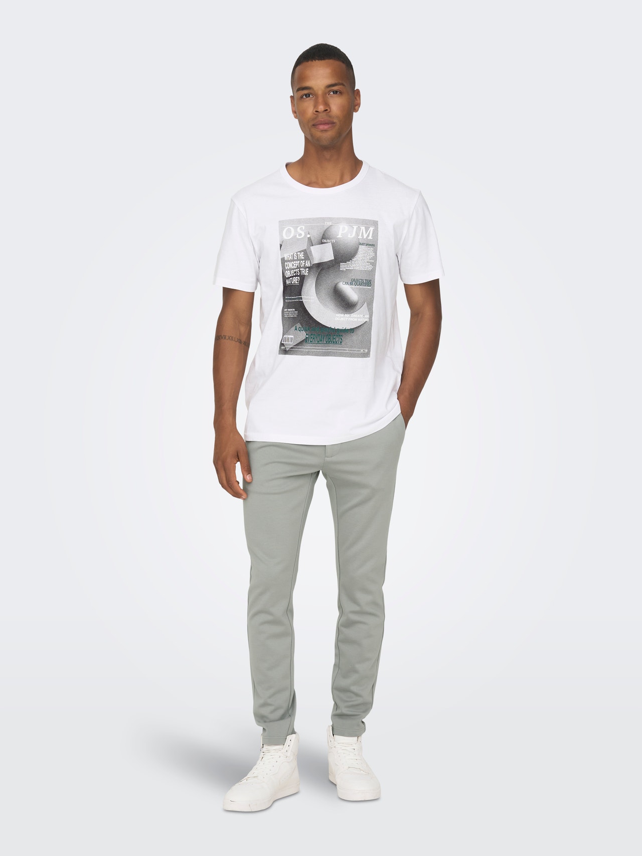 ONLY & SONS O-hals t-shirt med print -Bright White - 22026378