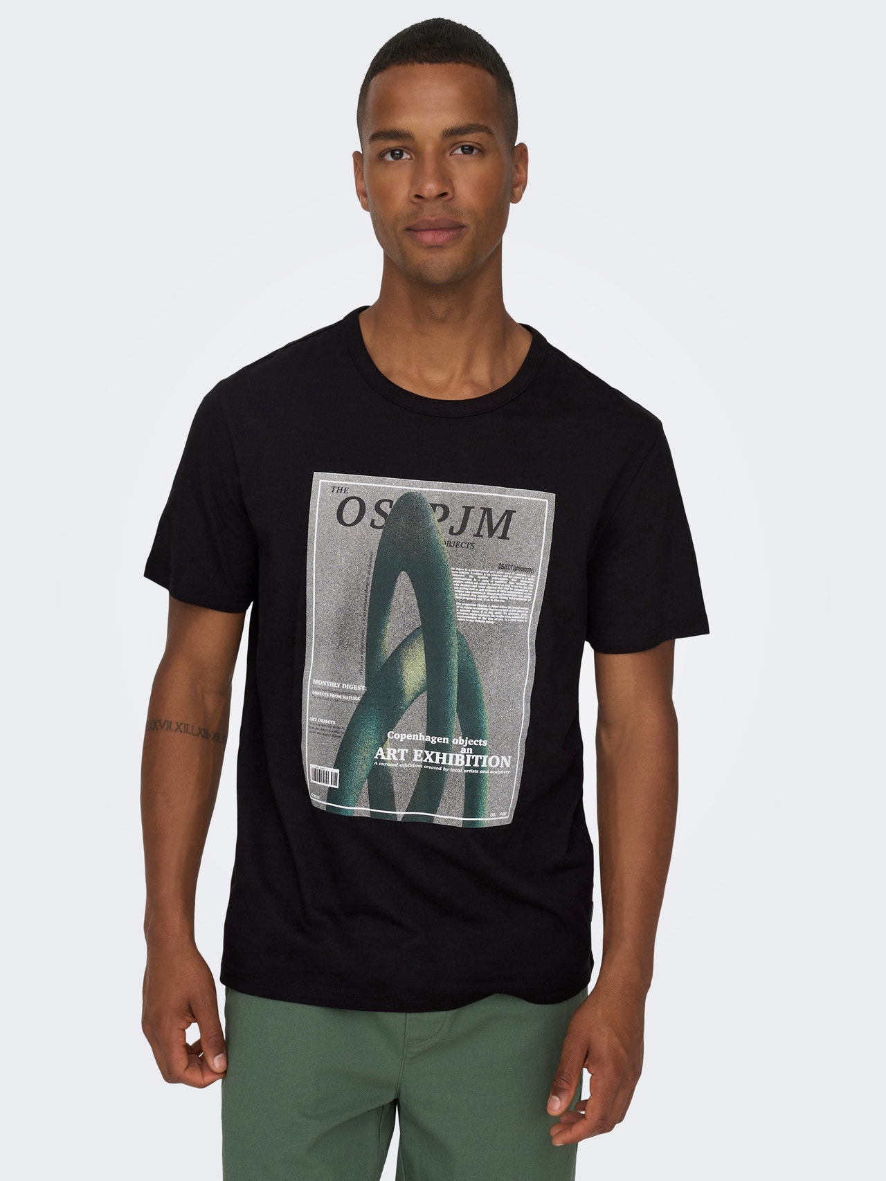 ONLY & SONS Normal geschnitten Rundhals T-Shirt -Black - 22026378