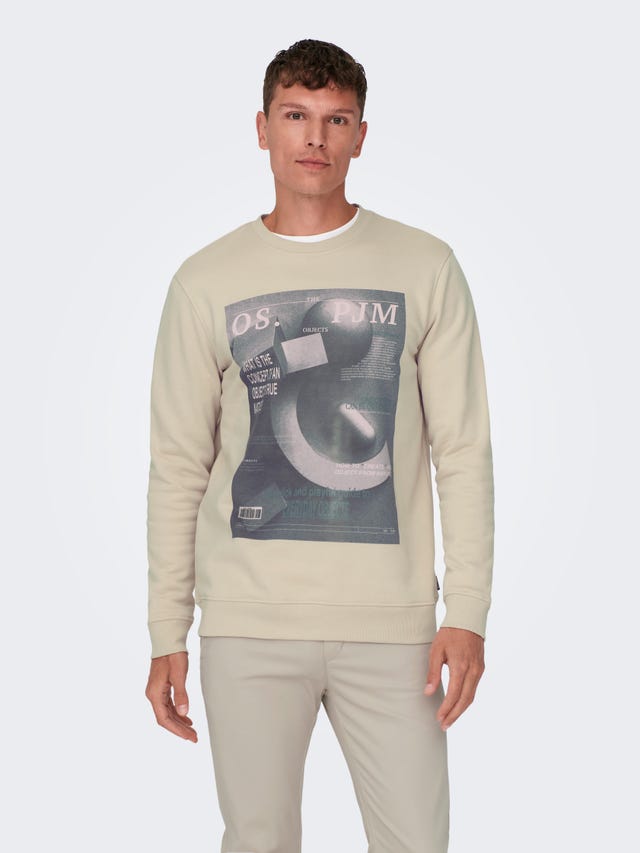 ONLY & SONS O-hals Sweatshirt med print - 22026379
