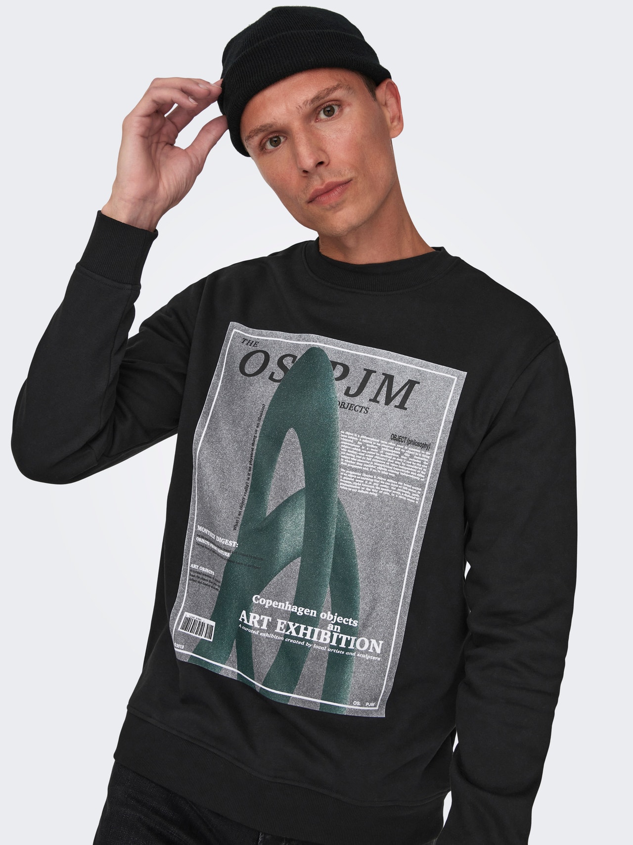 ONLY & SONS O-hals Sweatshirt med print -Black - 22026379