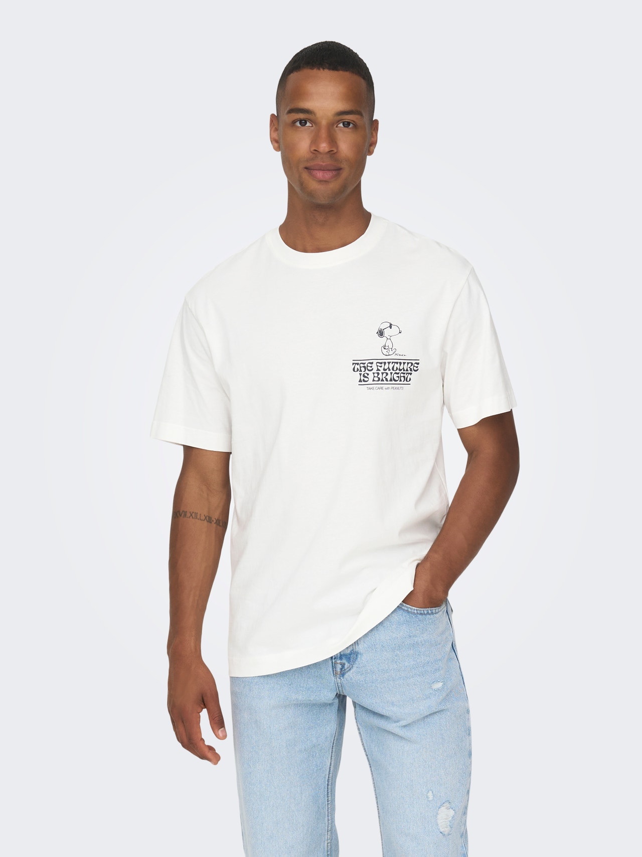 ONLY & SONS Normal passform O-ringning T-shirt -Cloud Dancer - 22026423