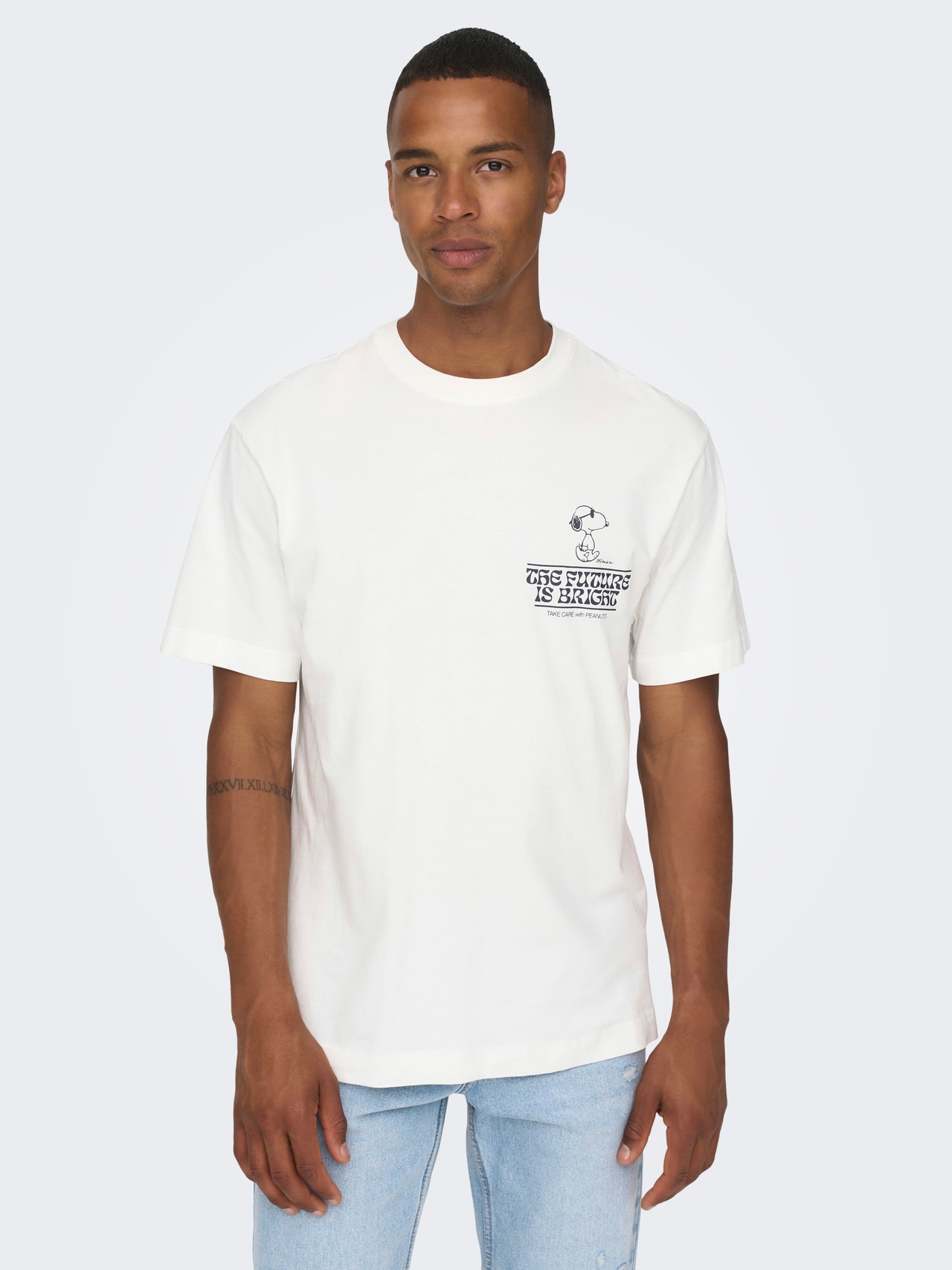 ONLY & SONS O-neck t-shirt with print -Cloud Dancer - 22026423
