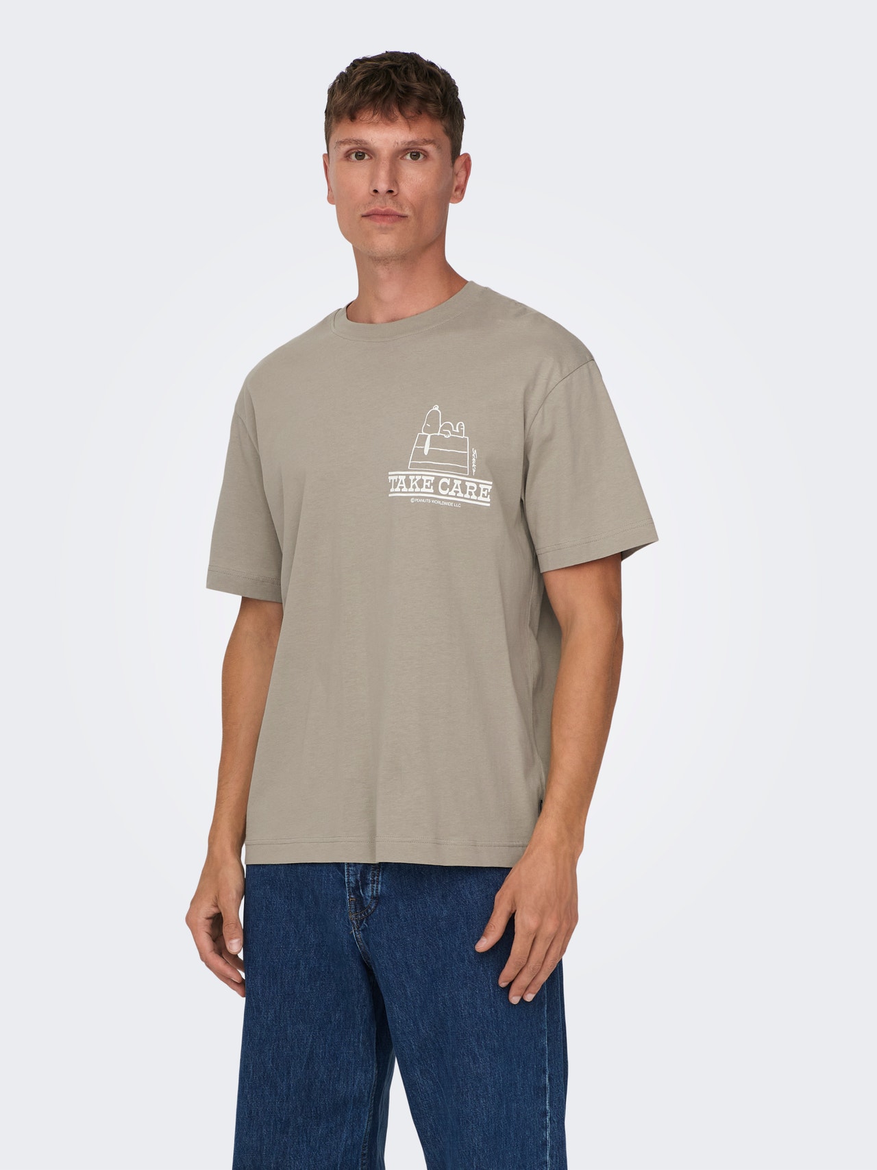 ONLY & SONS Normal geschnitten Rundhals T-Shirt -Vintage Khaki - 22026423