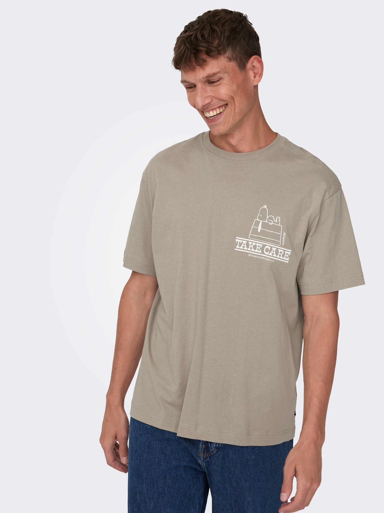 ONLY & SONS O-hals t-shirt med print -Vintage Khaki - 22026423
