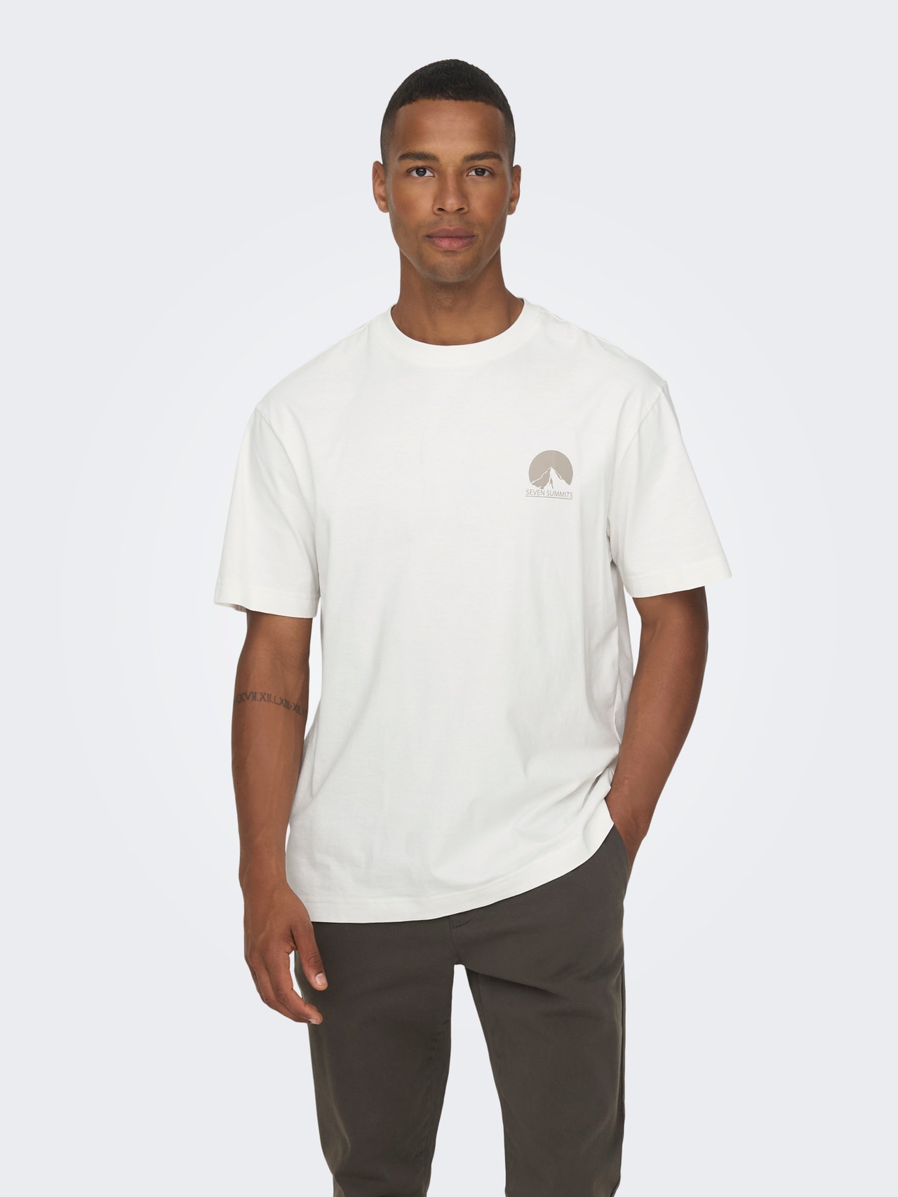 ONLY & SONS Relaxed Fit Round Neck T-Shirt -Cloud Dancer - 22026424