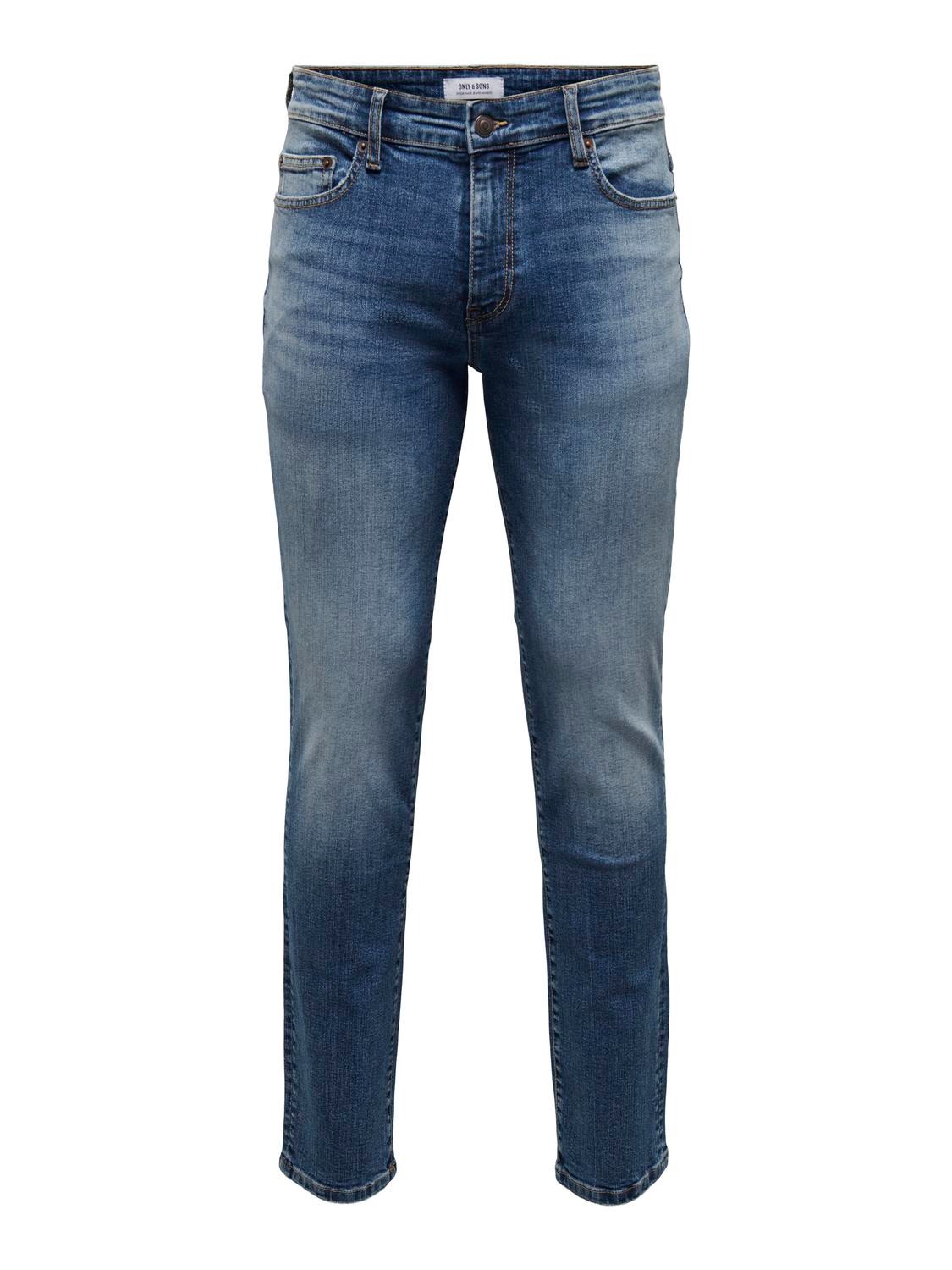 ONLY & SONS Slim Fit Middels høyt snitt Jeans -Medium Blue Denim - 22026466