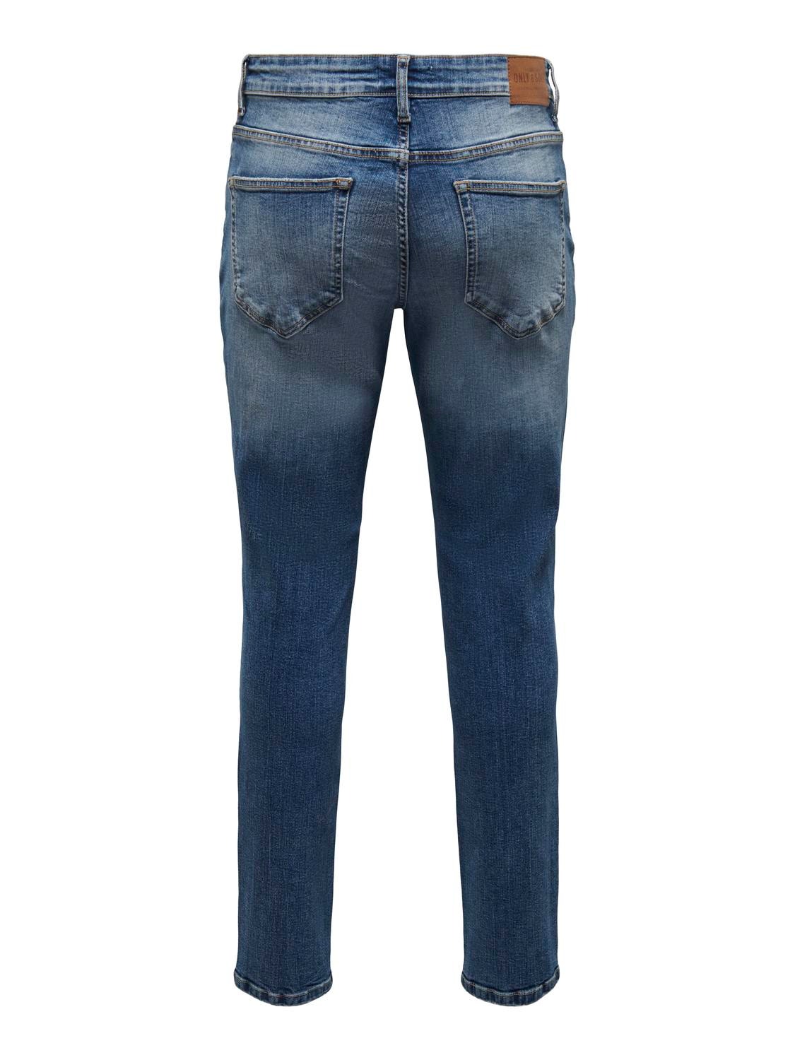 ONLY & SONS Slim Fit Middels høyt snitt Jeans -Medium Blue Denim - 22026466