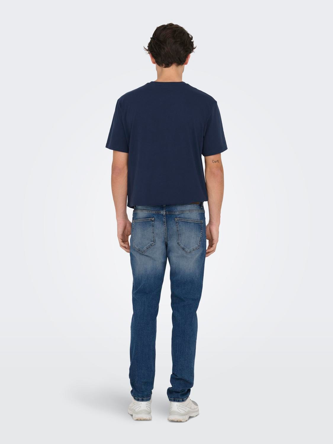 ONLY & SONS Slim Fit Mid Rise Jeans -Medium Blue Denim - 22026466