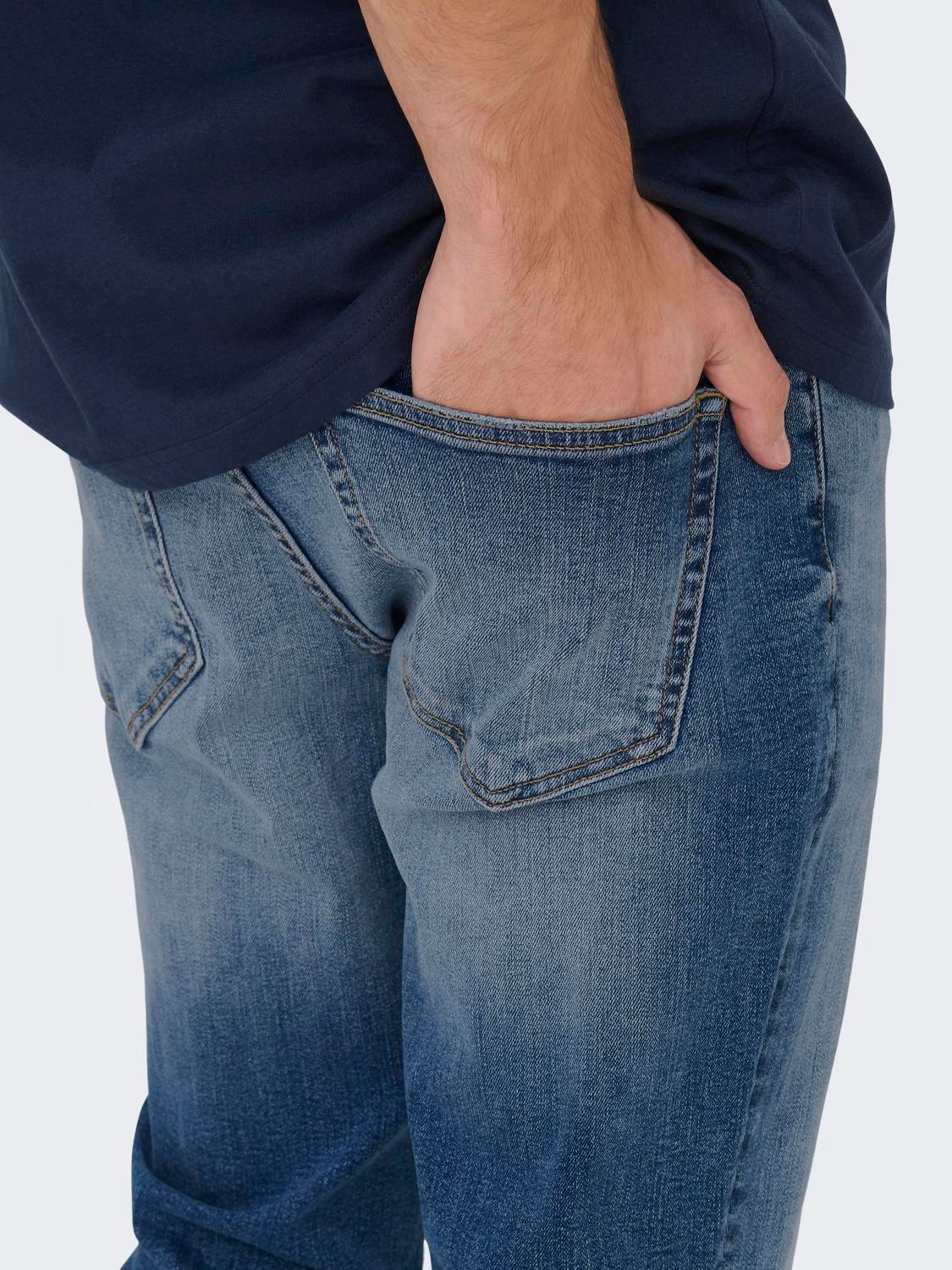 ONLY & SONS Slim Fit Mid rise Jeans -Medium Blue Denim - 22026466