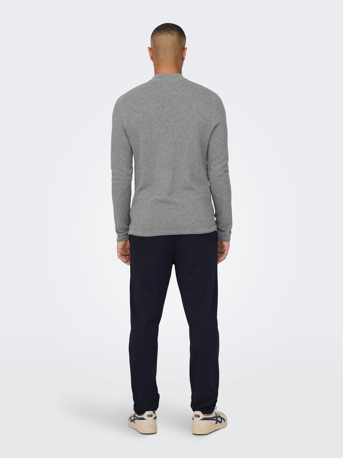 ONLY & SONS High neck knitted pullover -Medium Grey Melange - 22026503