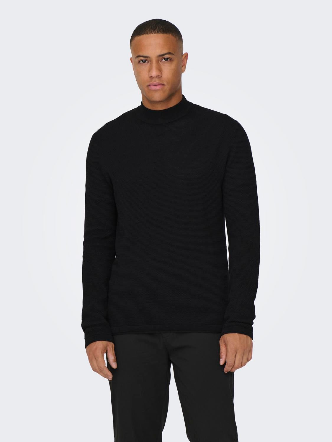 Men's black hot sale mock turtleneck