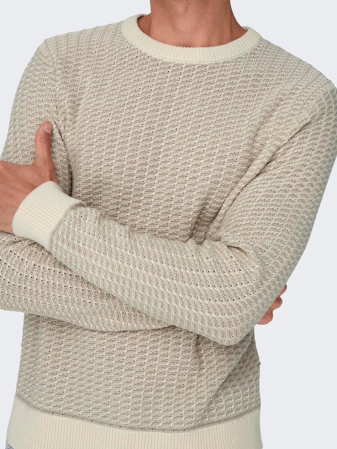 ONLY & SONS Crew neck Pullover -Antique White - 22026506