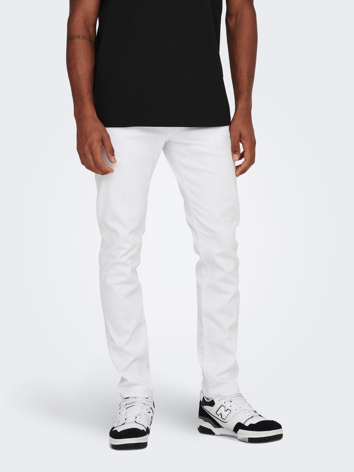 ONLY & SONS Slim Fit Low rise Jeans -White Denim - 22026529