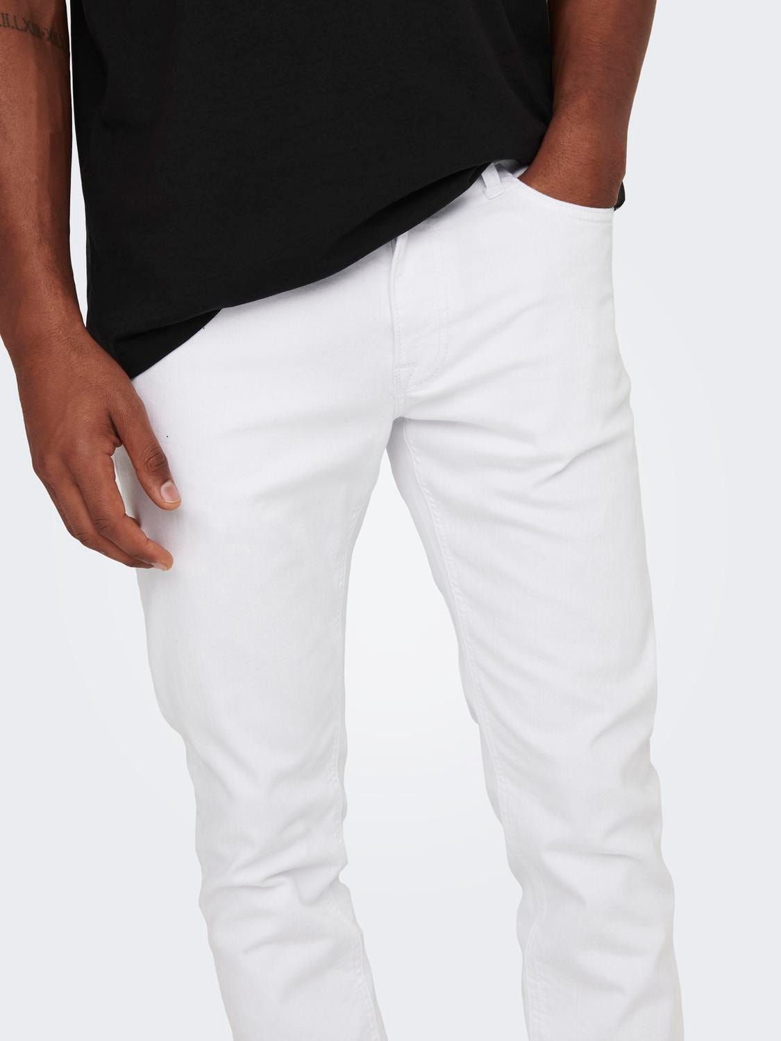 ONLY & SONS Slim Fit Niedrige Taille Jeans -White Denim - 22026529