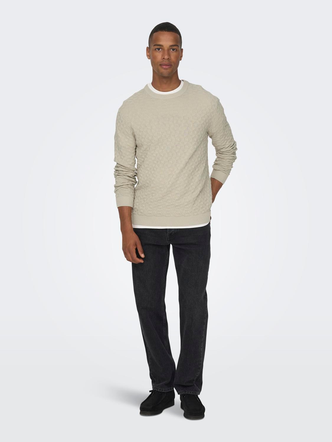ONLY & SONS Crew neck Genser -Silver Lining - 22026559