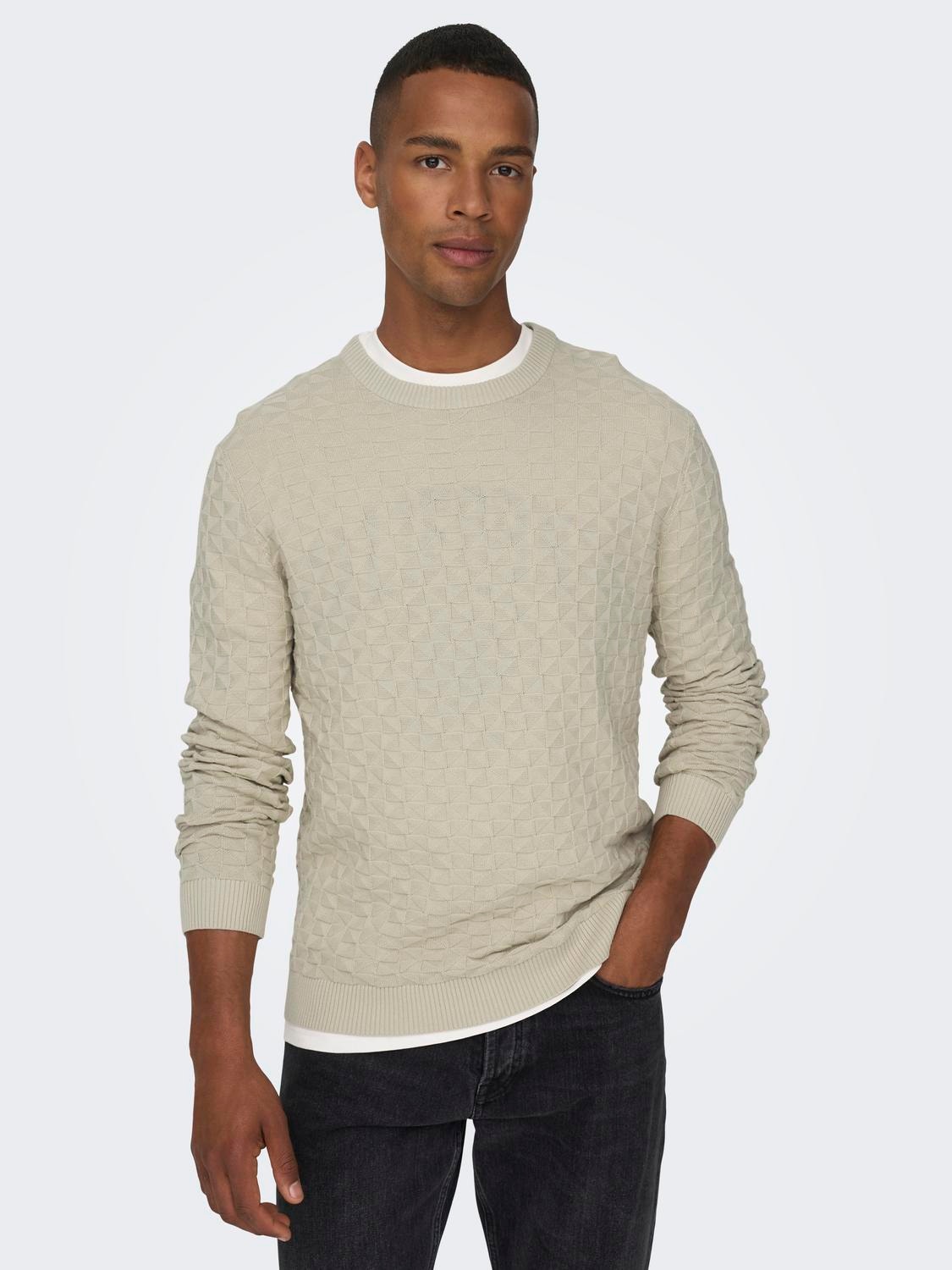 ONLY & SONS Crew neck Pullover -Silver Lining - 22026559