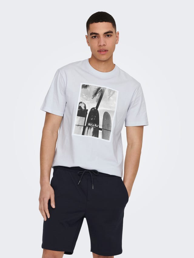 ONLY & SONS O-hals t-shirt med print - 22026560