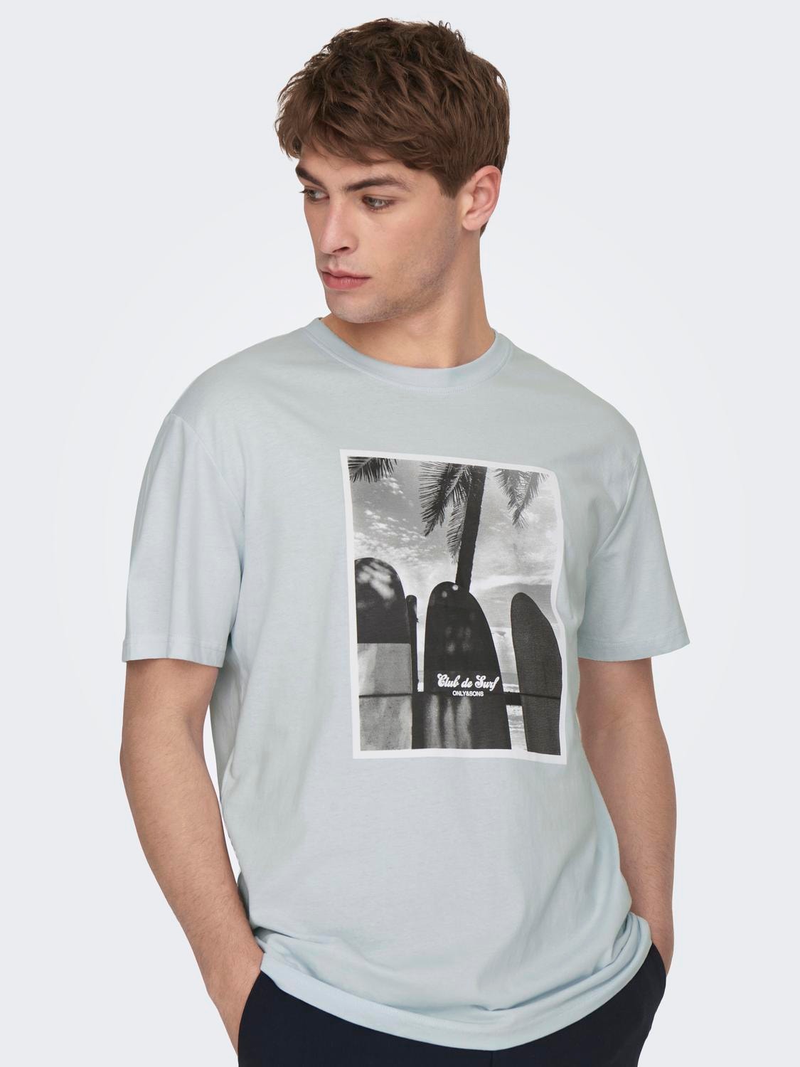 ONLY & SONS O-hals t-shirt med print -Dark Navy - 22026560