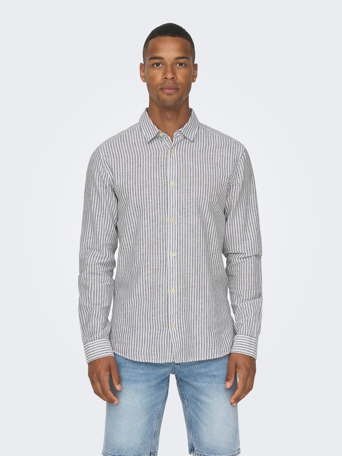 ONLY & SONS Slim Fit Shirt collar Shirt -Dark Navy - 22026601