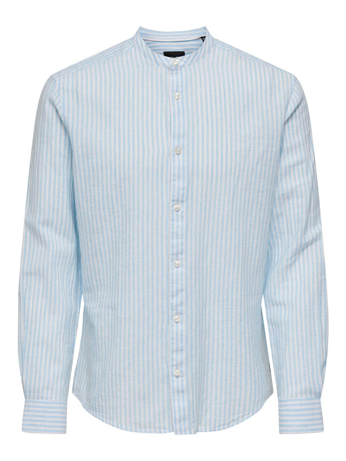 ONLY & SONS Slim fit china collar shirt -Cashmere Blue - 22026602