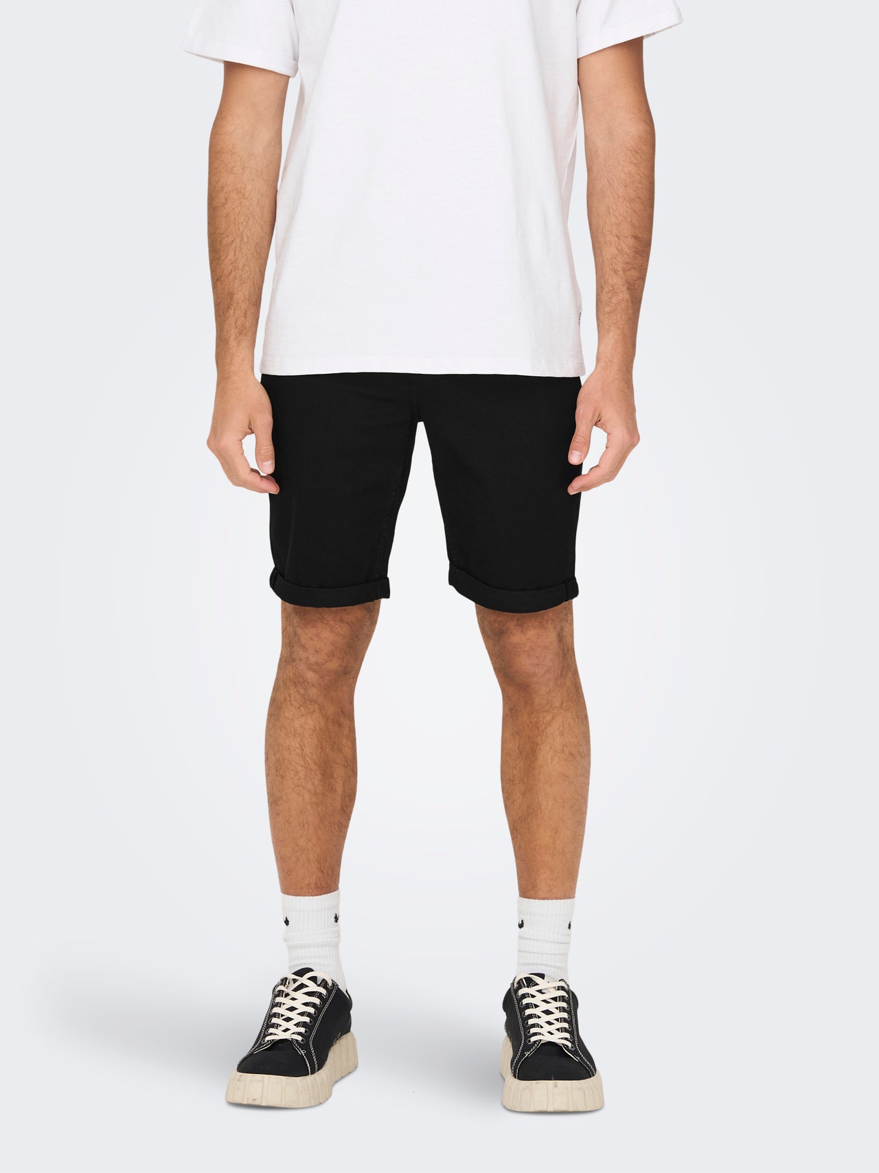 ONLY & SONS onsply denim shorts fold up ext box -Black - 22026618