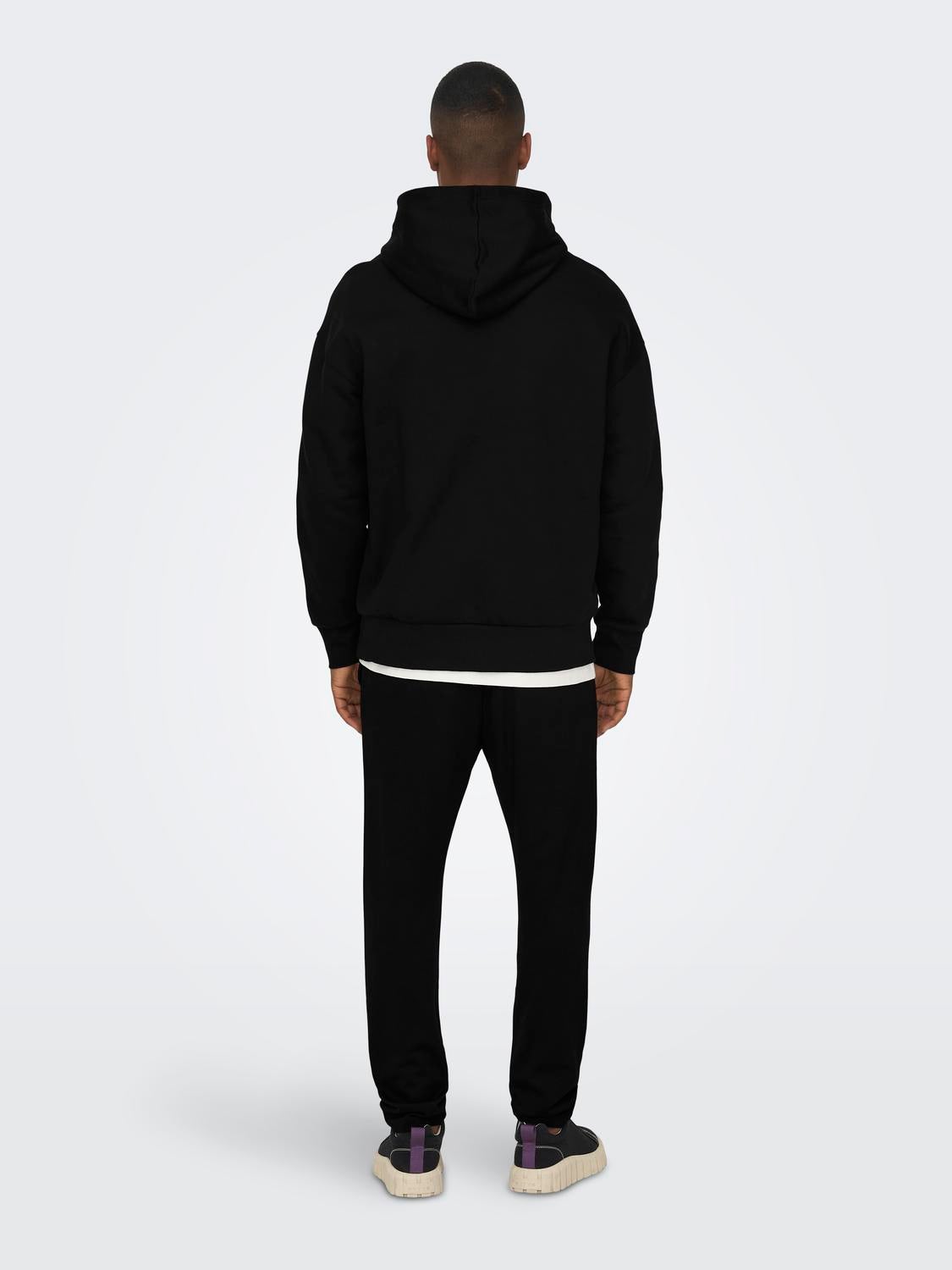 High quality plain black on sale hoodie