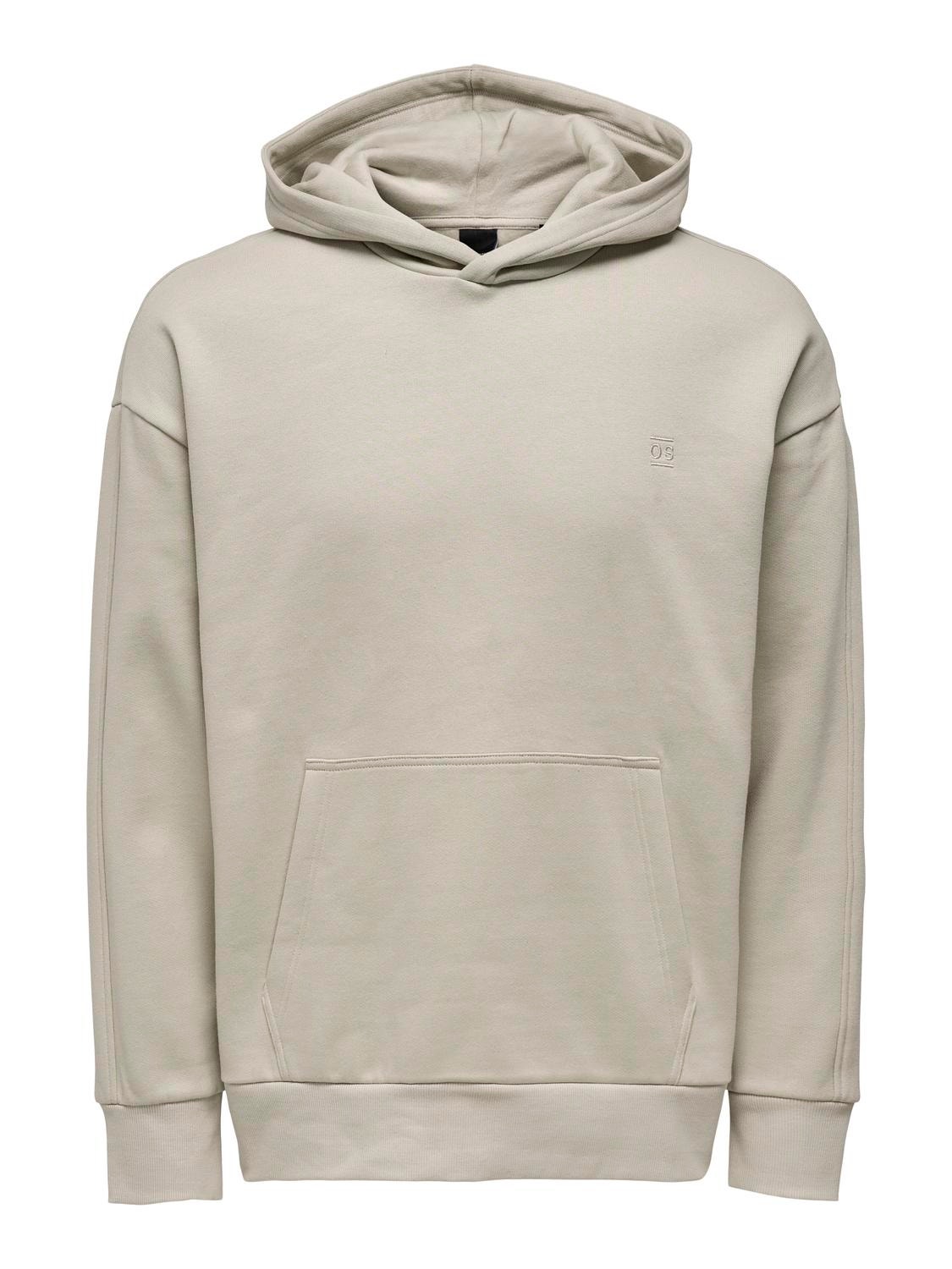 ONLY & SONS Relaxed Fit Hoodie Sweatshirt -Silver Lining - 22026661
