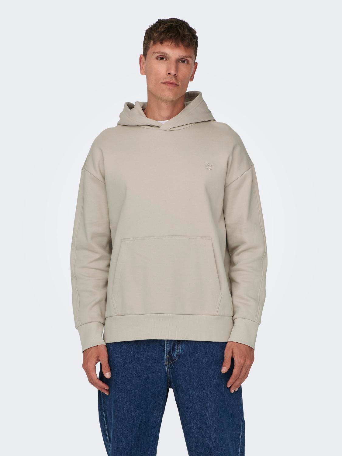 ONLY & SONS Relaxed fit hoodie -Silver Lining - 22026661