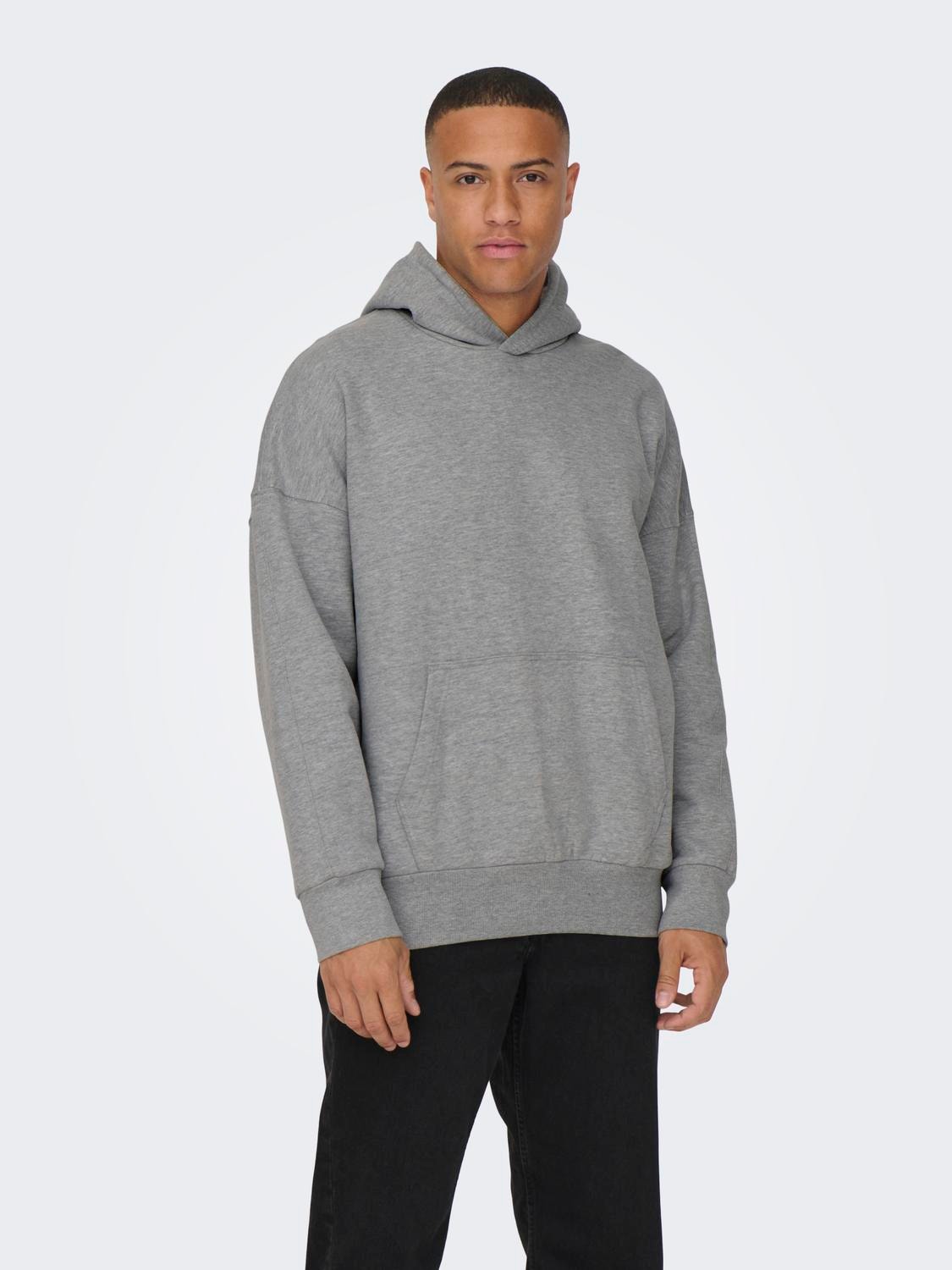 ONLY & SONS Sudadera Corte relaxed Capucha -Light Grey Melange - 22026661