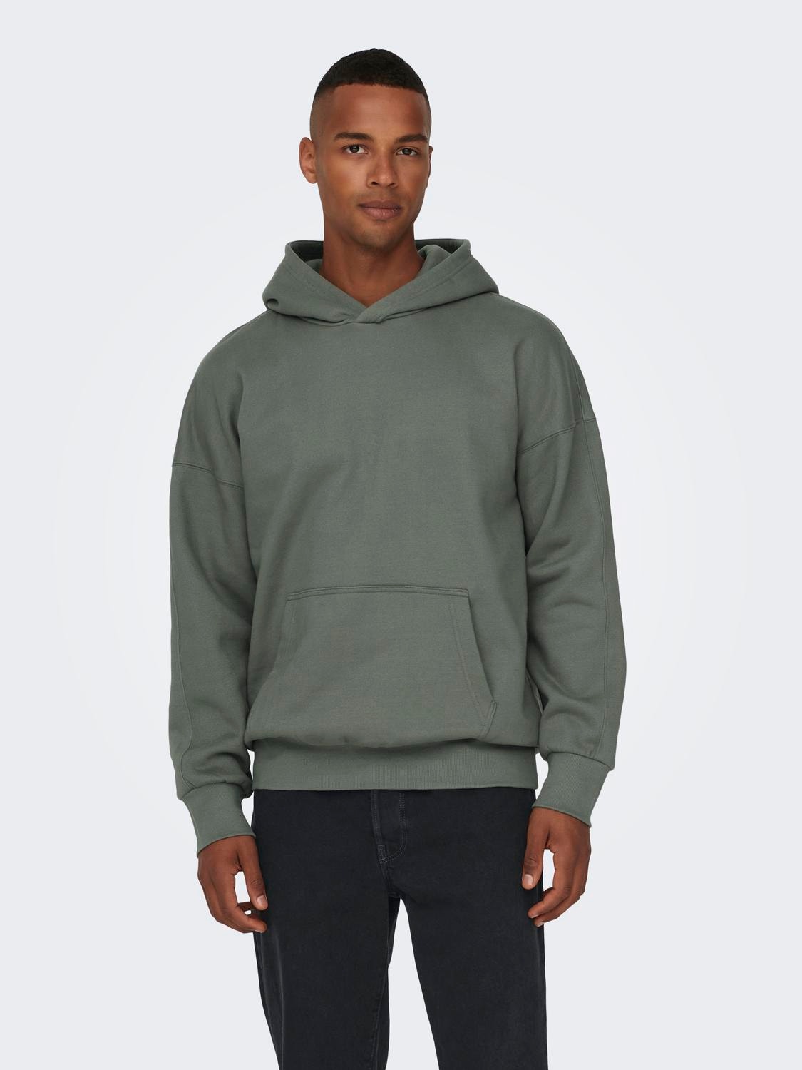 ONLY & SONS Relaxed fit Hoodie Sweatshirt -Castor Gray - 22026661