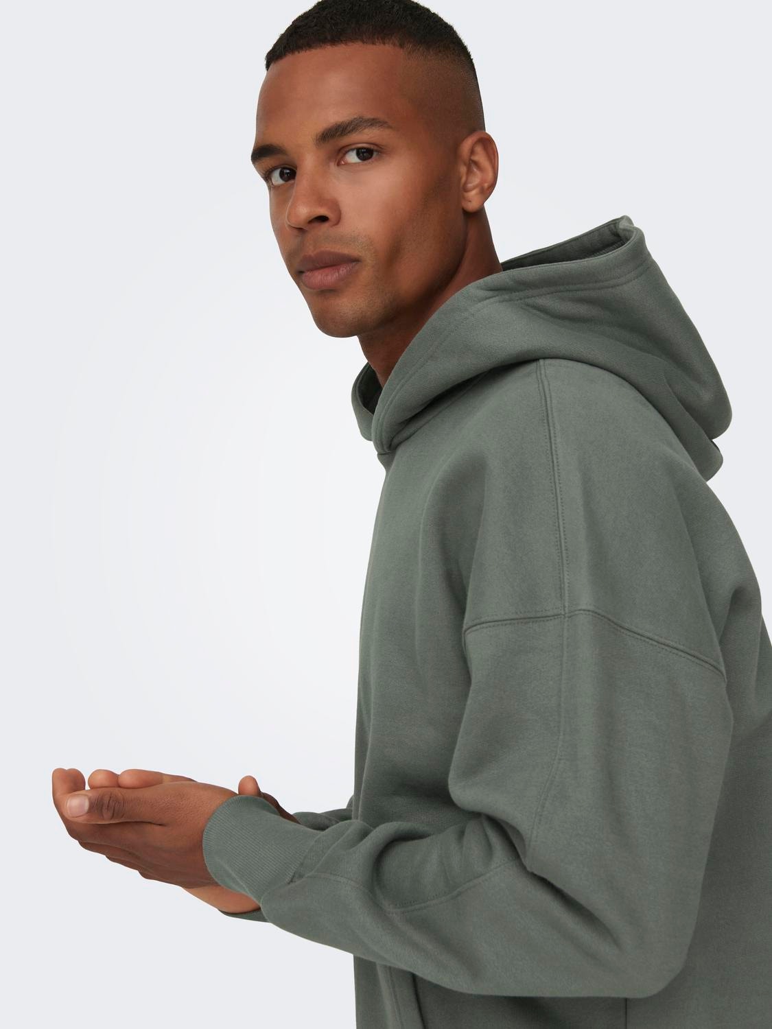 ONLY & SONS Relaxed fit hoodie -Castor Gray - 22026661