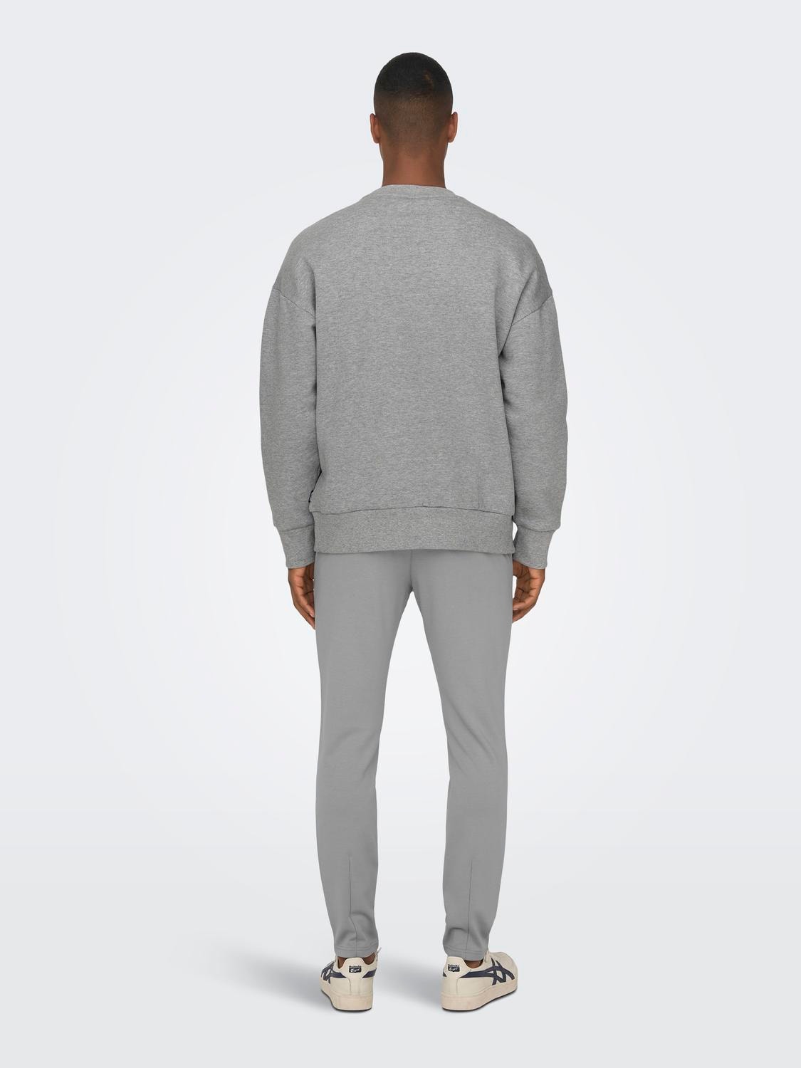 ONLY & SONS Solid color o-neck sweatshirt -Light Grey Melange - 22026662