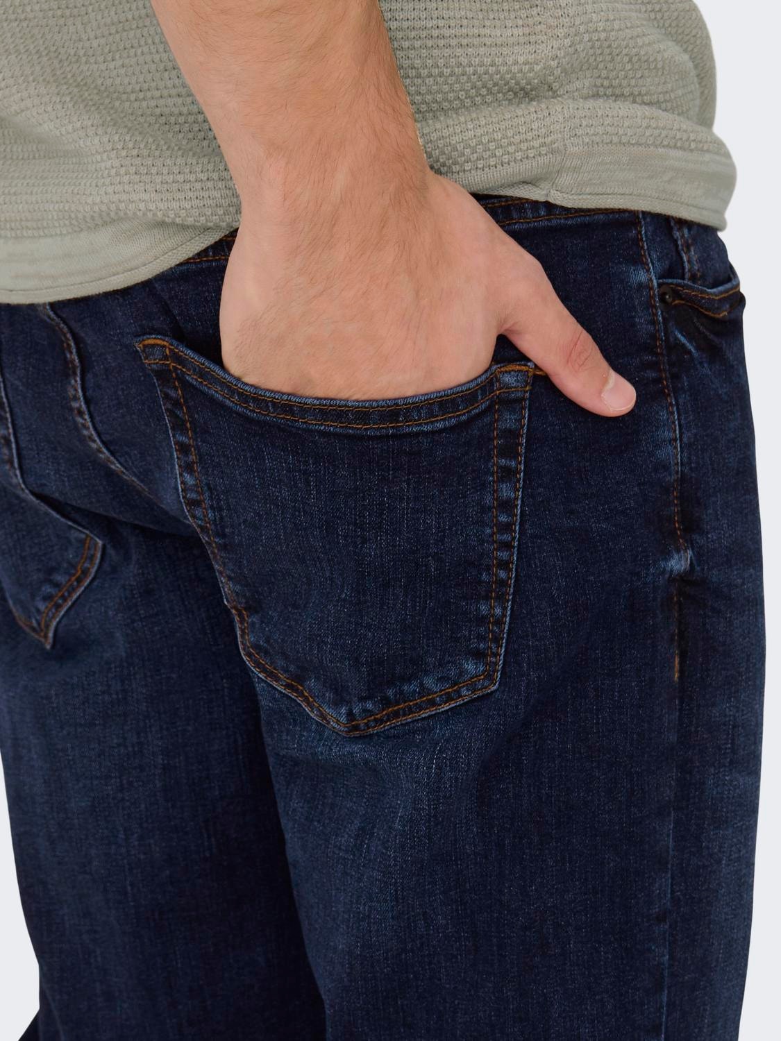 ONLY & SONS Regular Fit Mid waist Jeans -Dark Blue Denim - 22026752