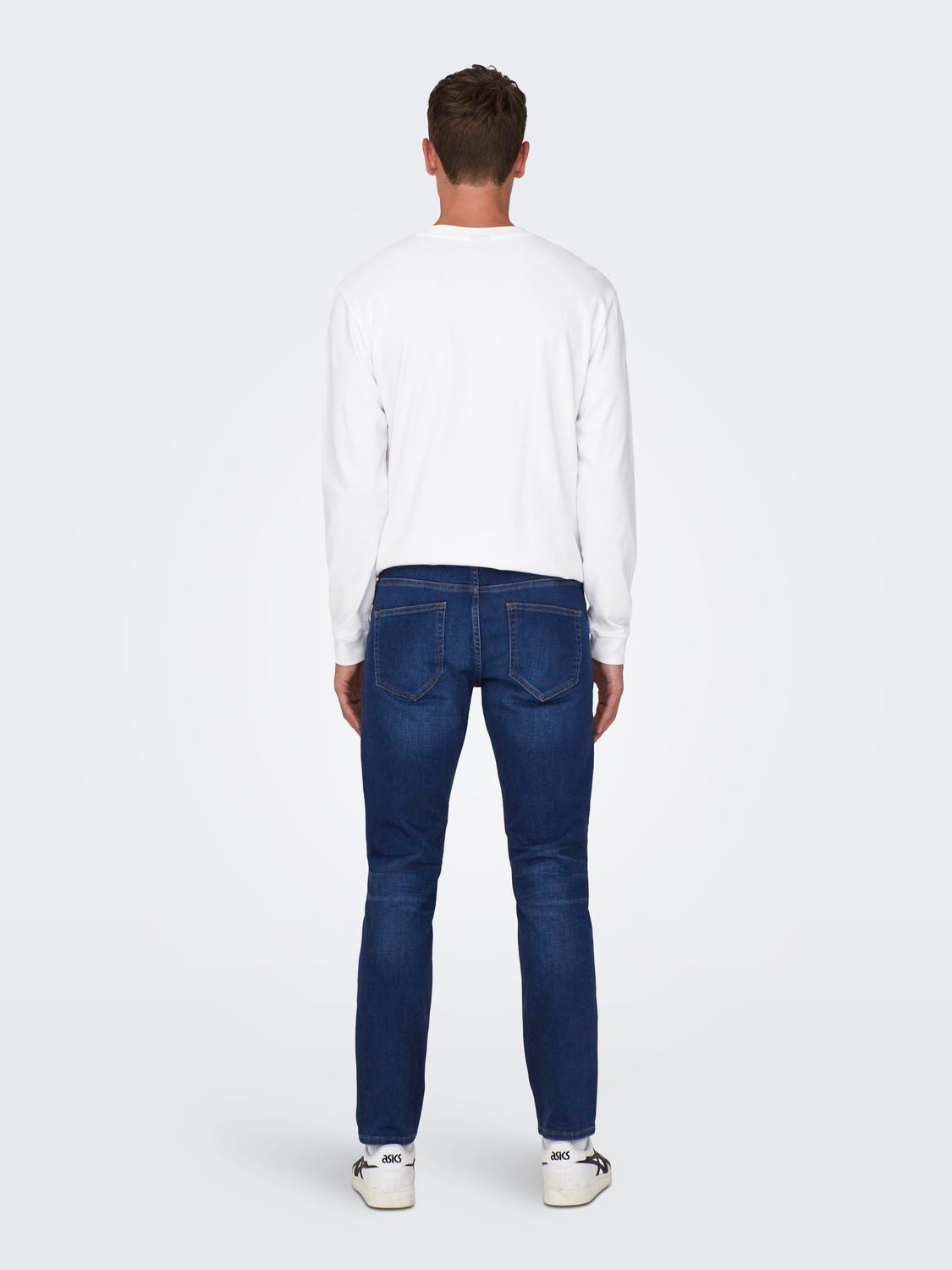 ONLY & SONS Regular Fit Middels høy midje Jeans -Dark Blue Denim - 22026776