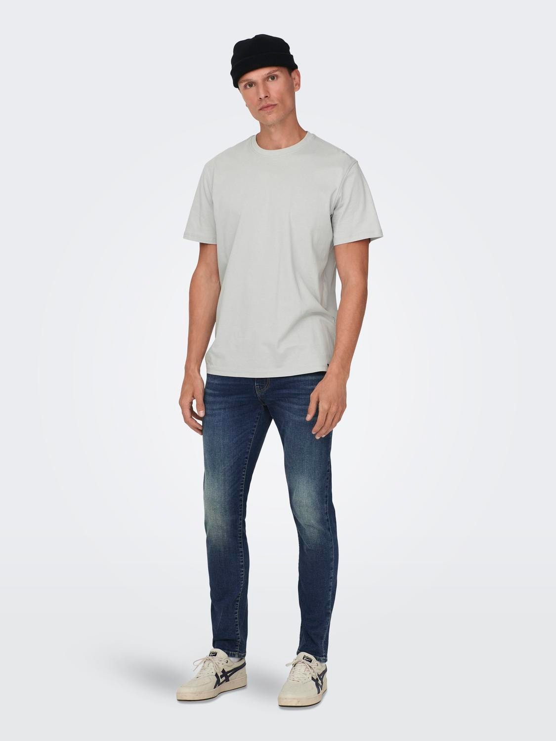 ONLY & SONS Slim Fit Low rise Jeans -Medium Blue Denim - 22026920