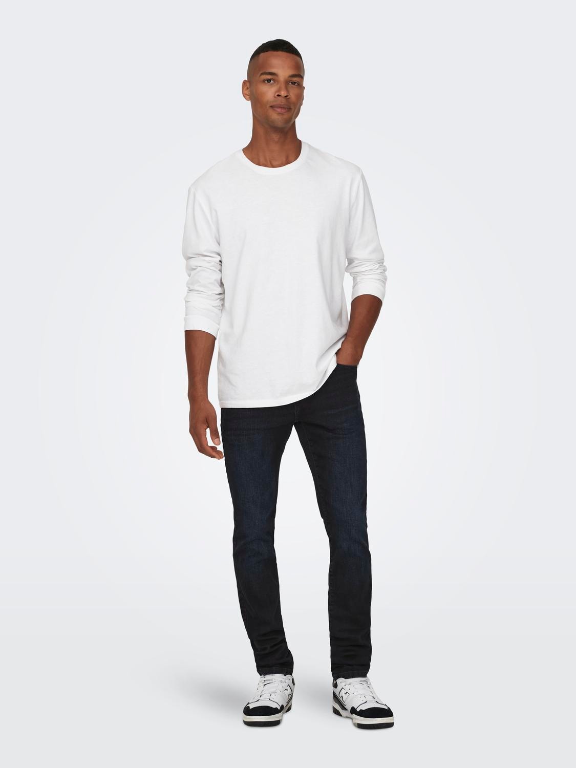 ONLY & SONS Slim Fit Low rise Jeans -Blue Black Denim - 22026921