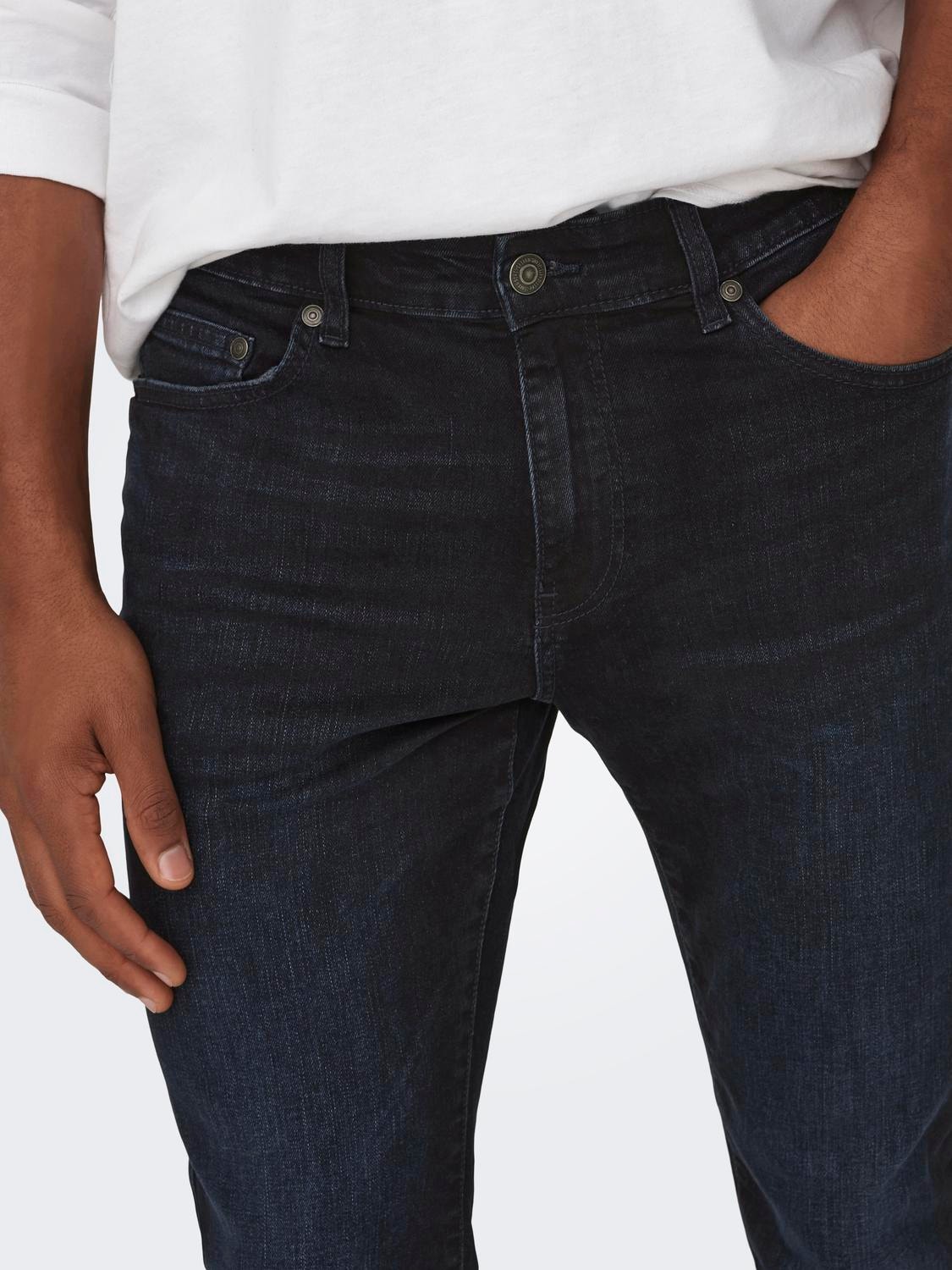 ONLY & SONS Slim Fit Niedrige Taille Jeans -Blue Black Denim - 22026921