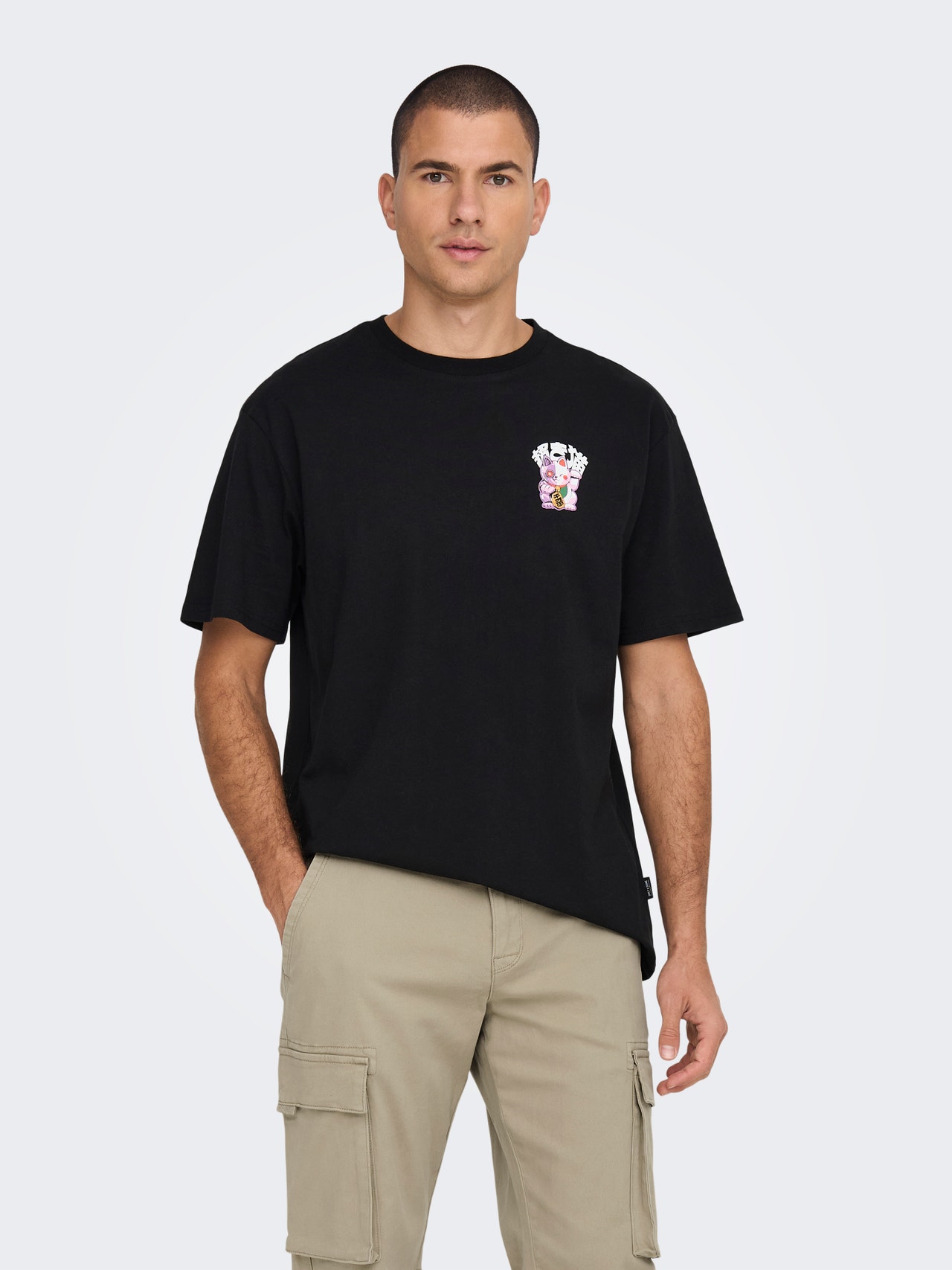 ONLY & SONS Locker geschnitten Rundhals T-Shirt -Black - 22026954