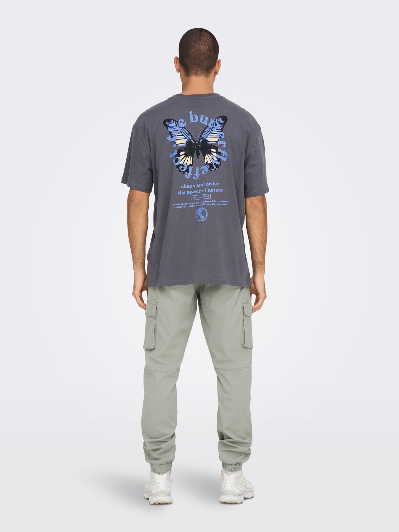 ONLY & SONS Camisetas Corte relaxed Cuello redondo -Grey Pinstripe - 22026954