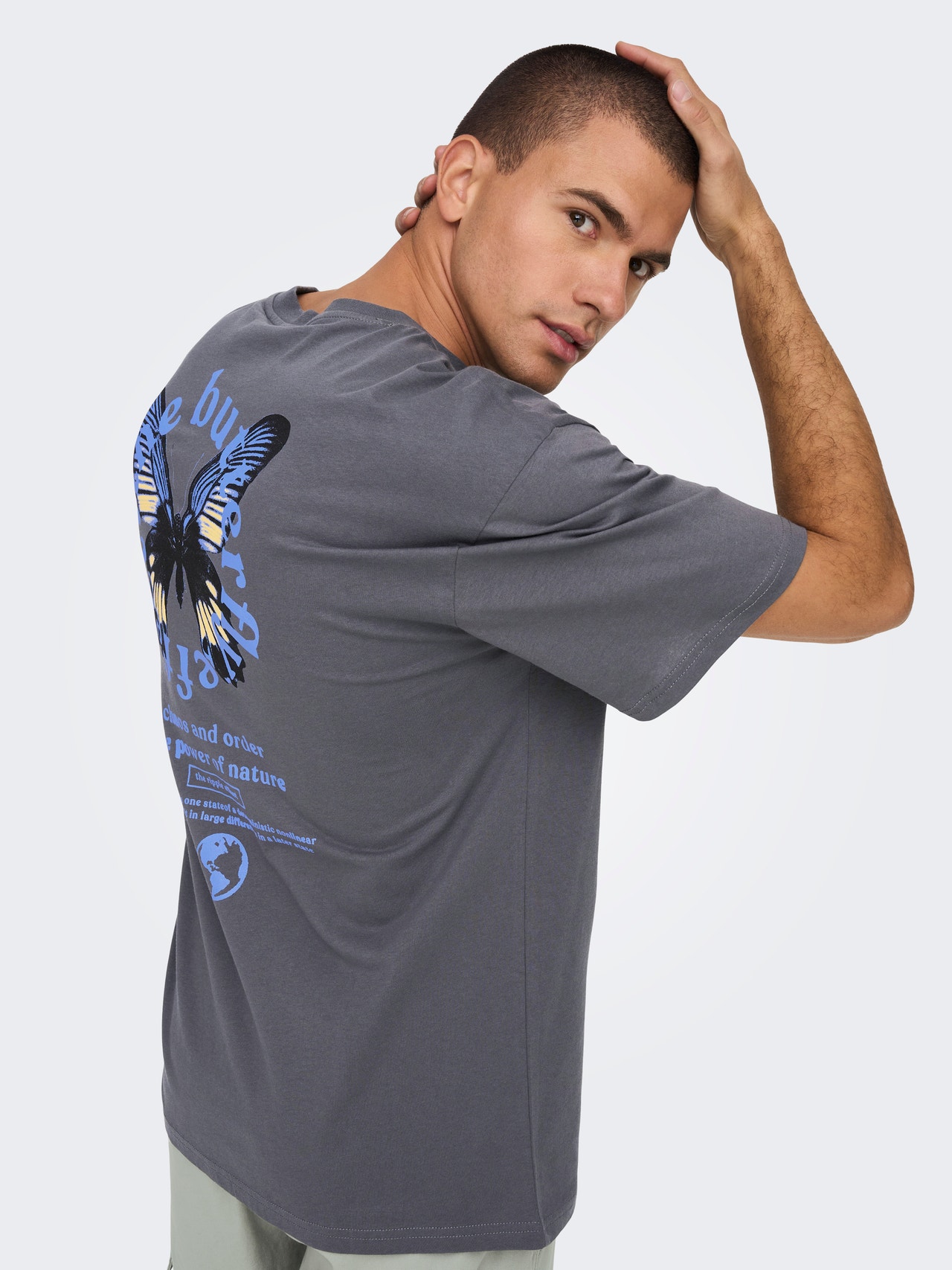 ONLY & SONS Relaxed fit O-hals T-shirt -Grey Pinstripe - 22026954
