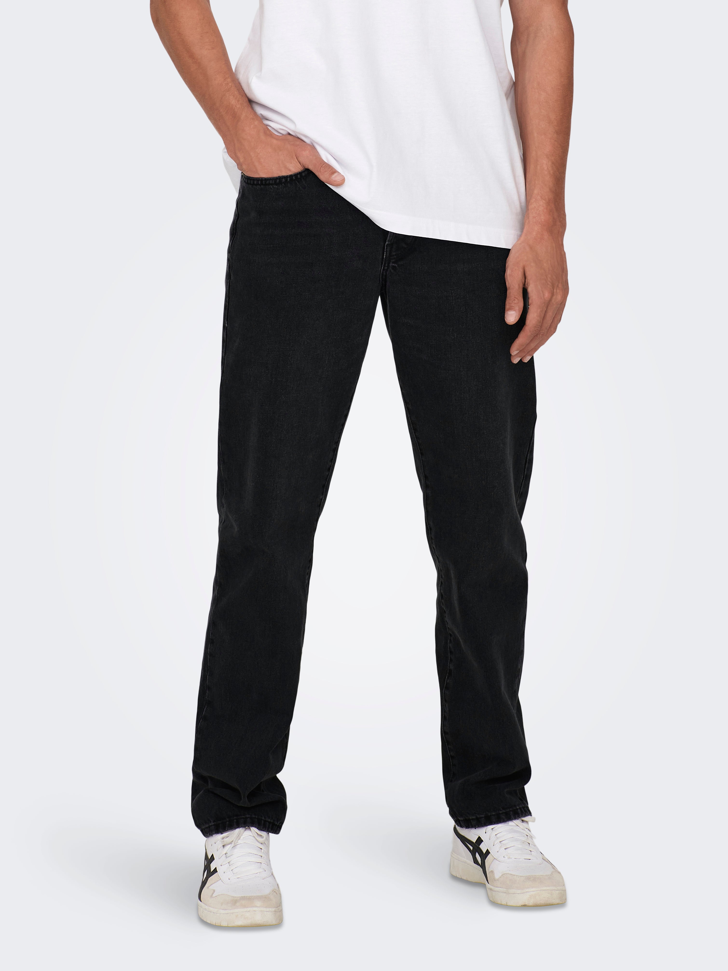ONSEDGE Taille moyenne Straight Fit Jeans | Noir | ONLY & SONS® ONSEDGE Taille moyenne Straight Fit Jeans | Noir | ONLY & SONS®